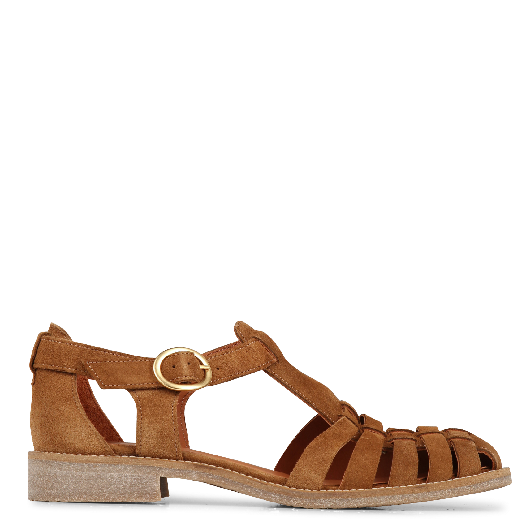 Flache Sandalen aus Veloursleder MAISON TOUFET Beige