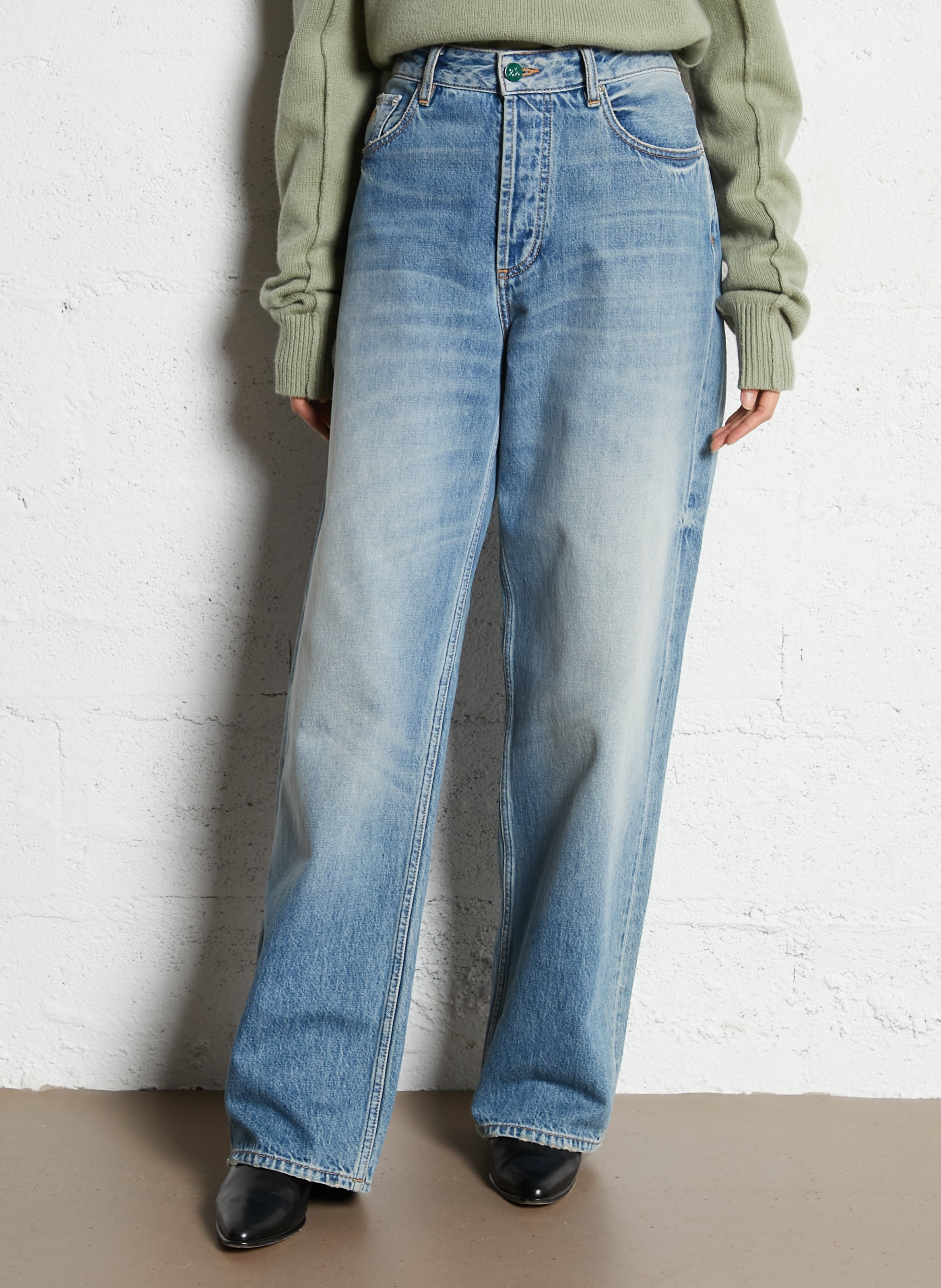 Jean droit en coton LAURENCE BRAS Bleu