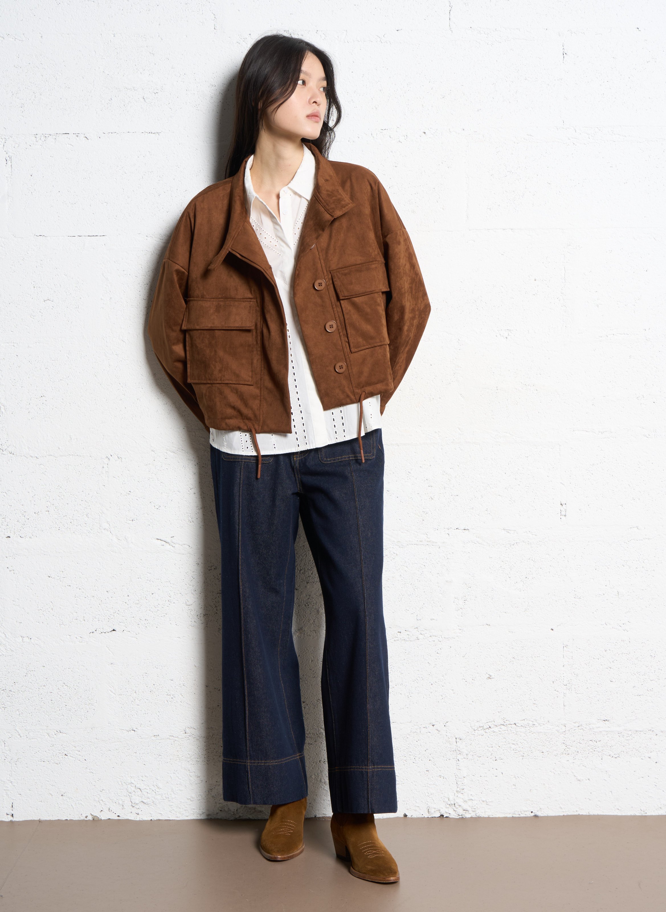 Oversize-Jacke mit Stehkragen SUNCOO Braun