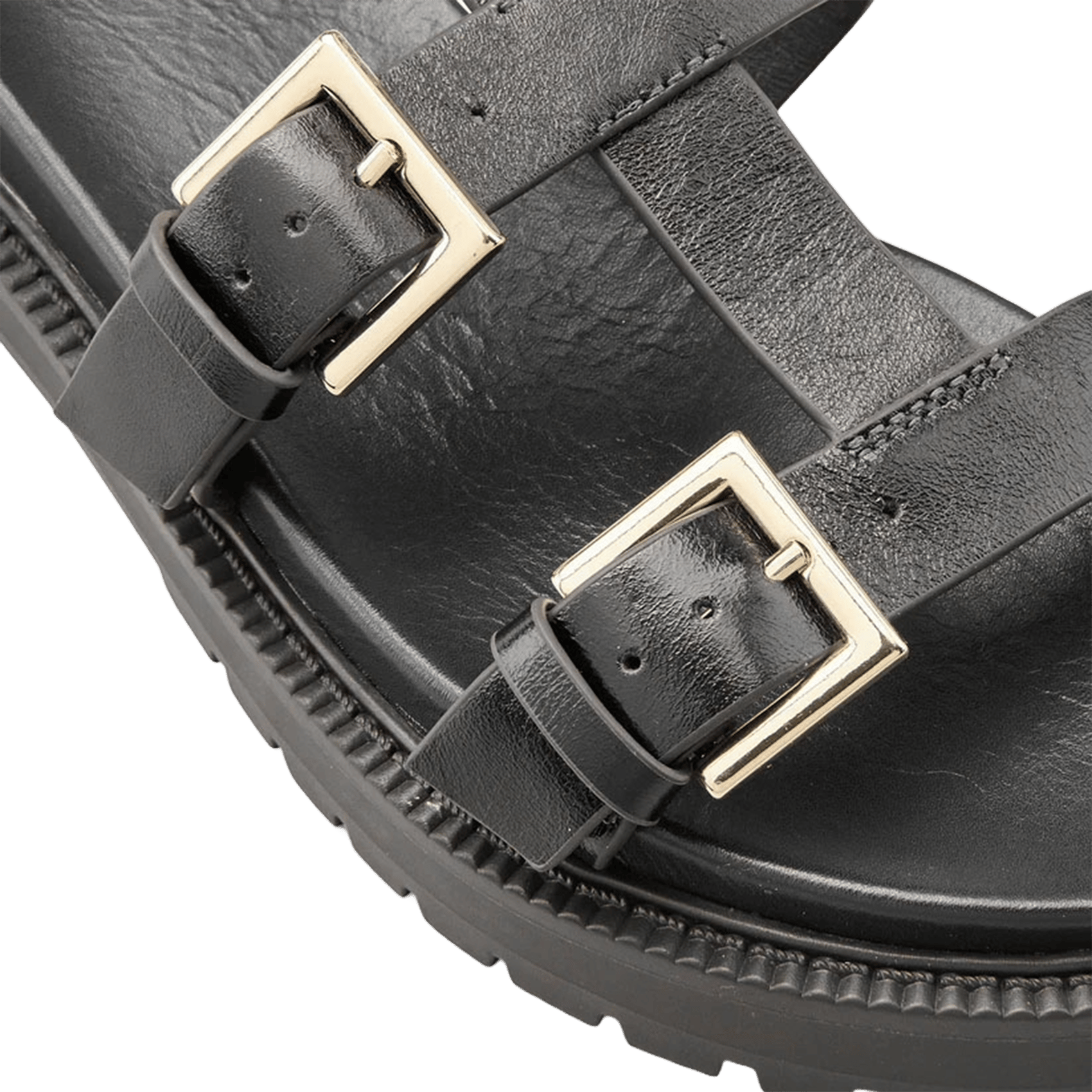 Avarca Berlin - Flache Ledersandalen mit Samt COSMOPARIS Schwarz