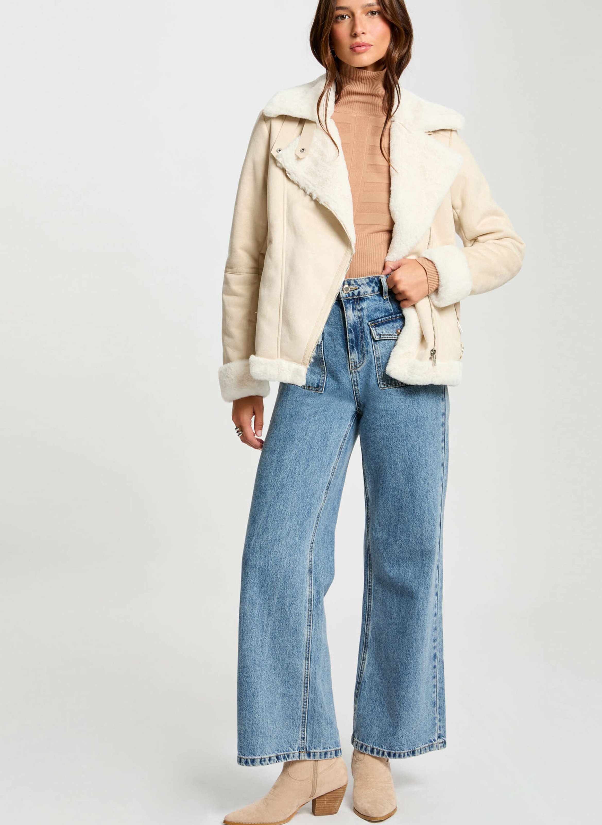 Veste droite col classique MORGAN Beige