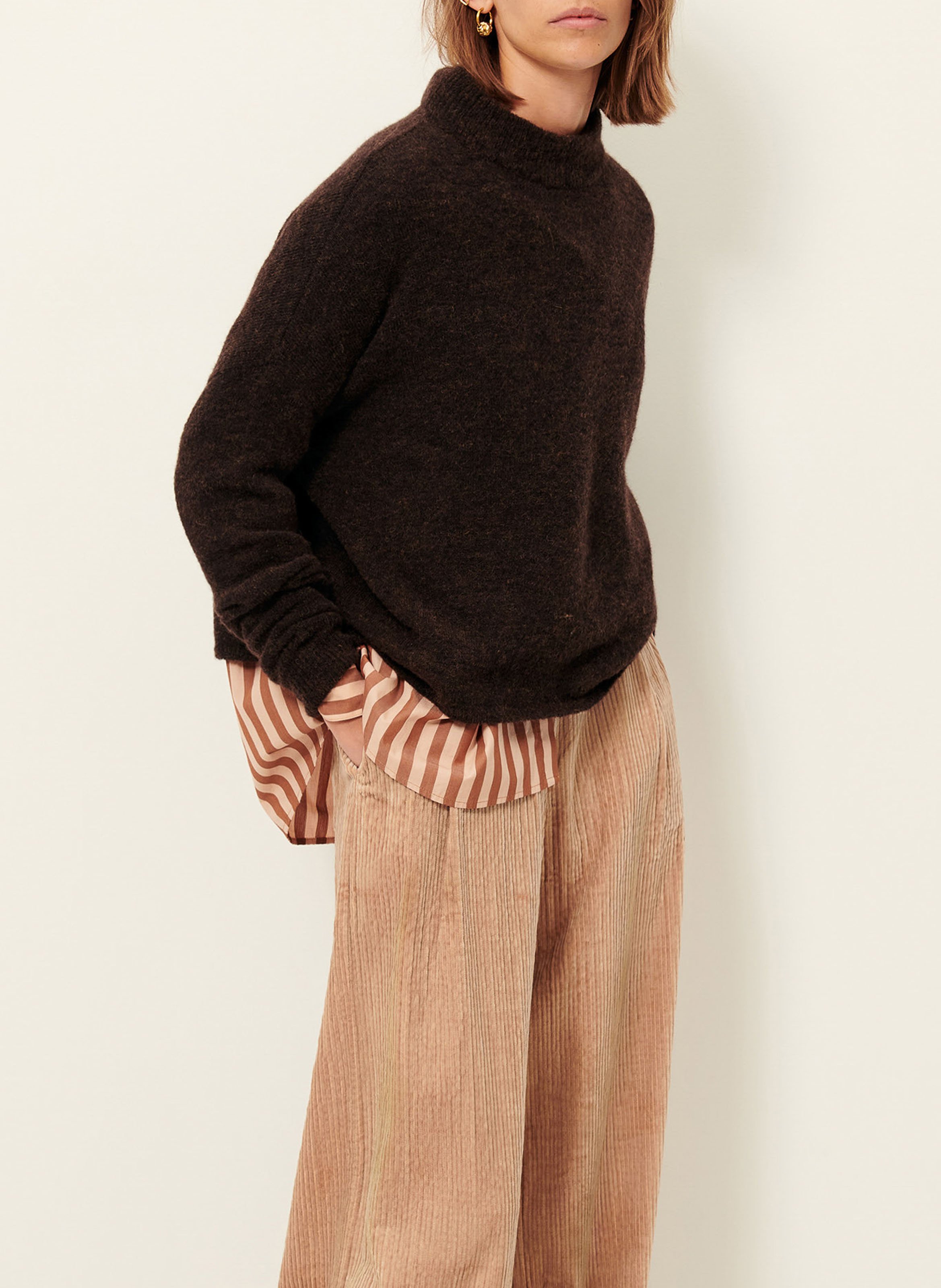 Loose-fit wool-blend sweater SESSUN Brown