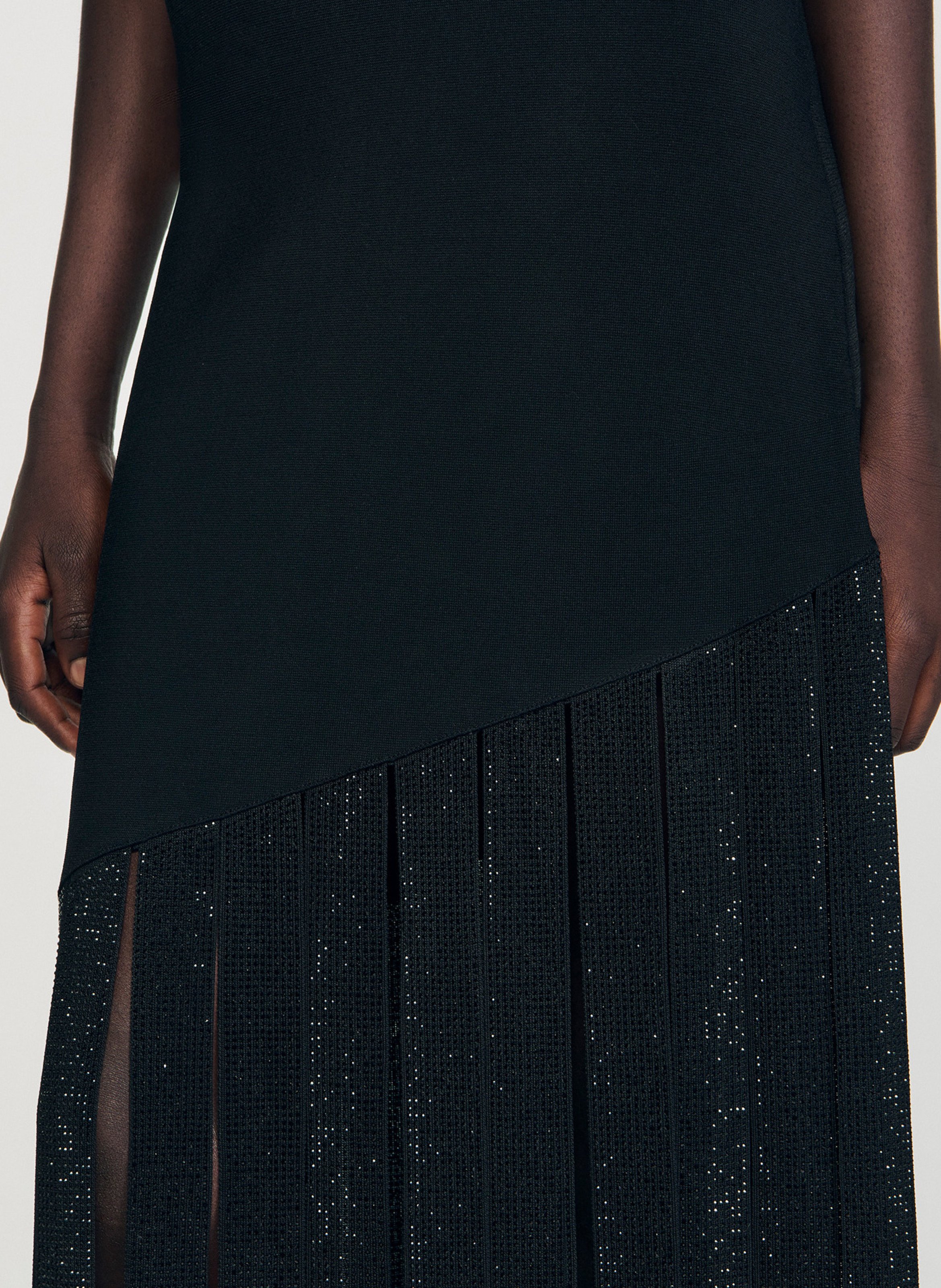 Lange jurk met ronde hals SANDRO Zwart