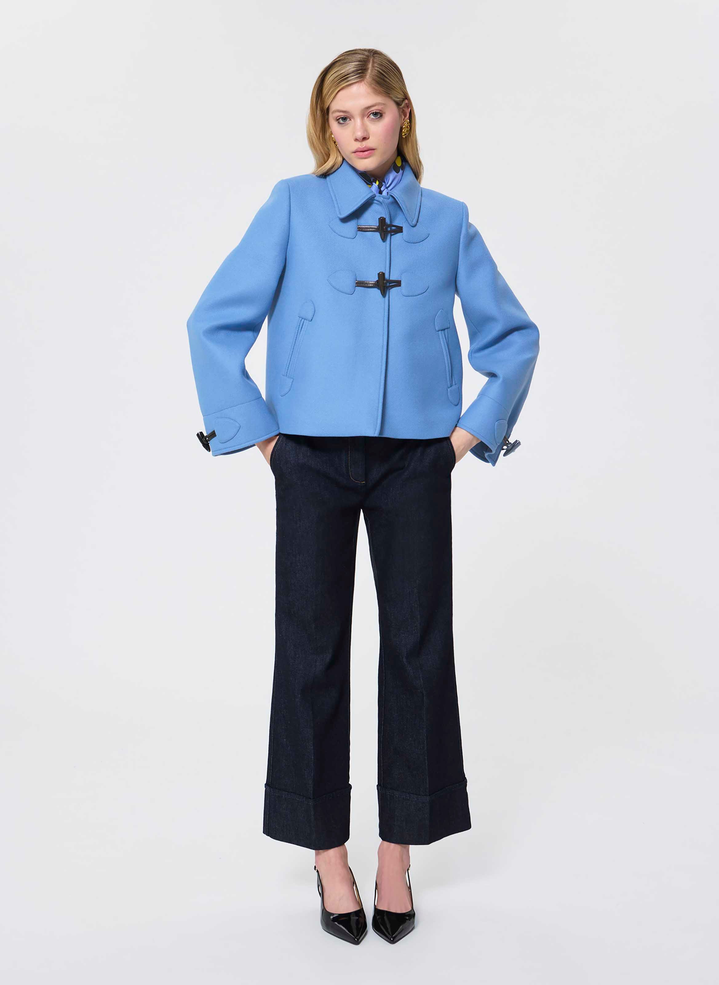 Cappotto corto monocolore in misto lana TARA JARMON Blu