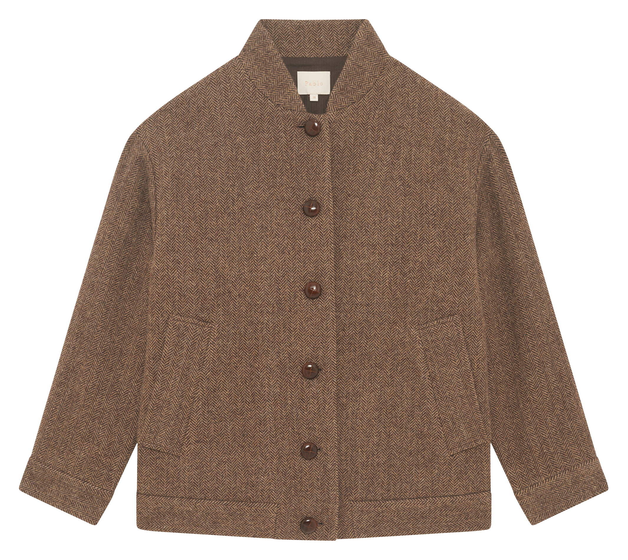 Oversized high neck wool jacket PABLO Brown