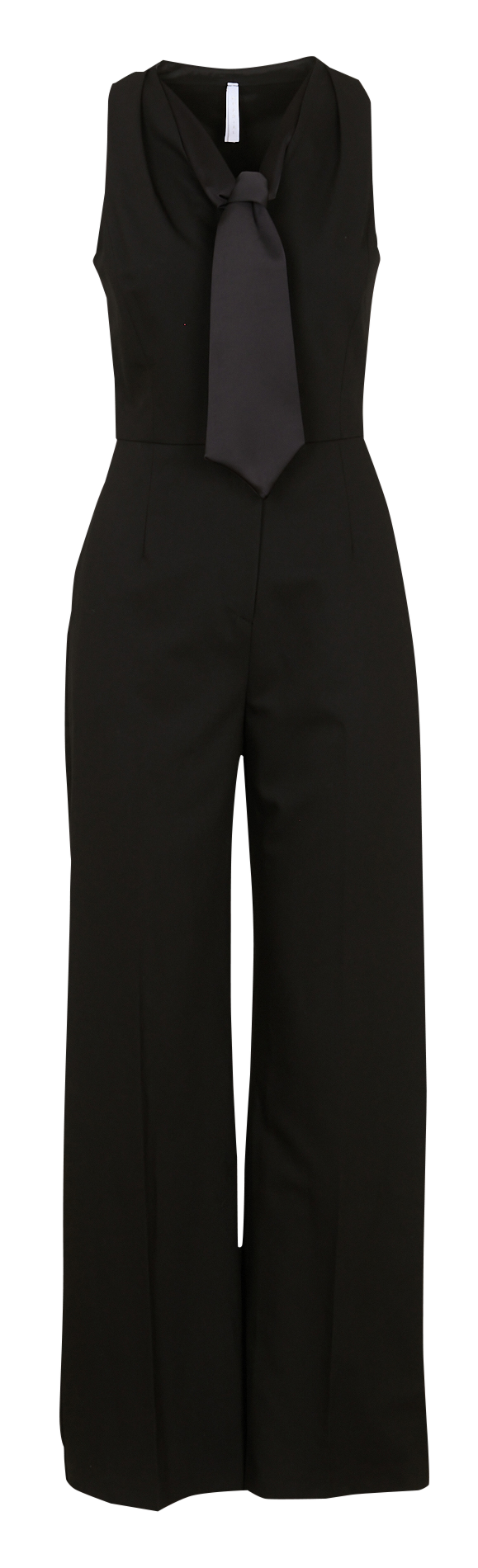 Combinaison pantalon à col cravate unie IMPERIAL Noir