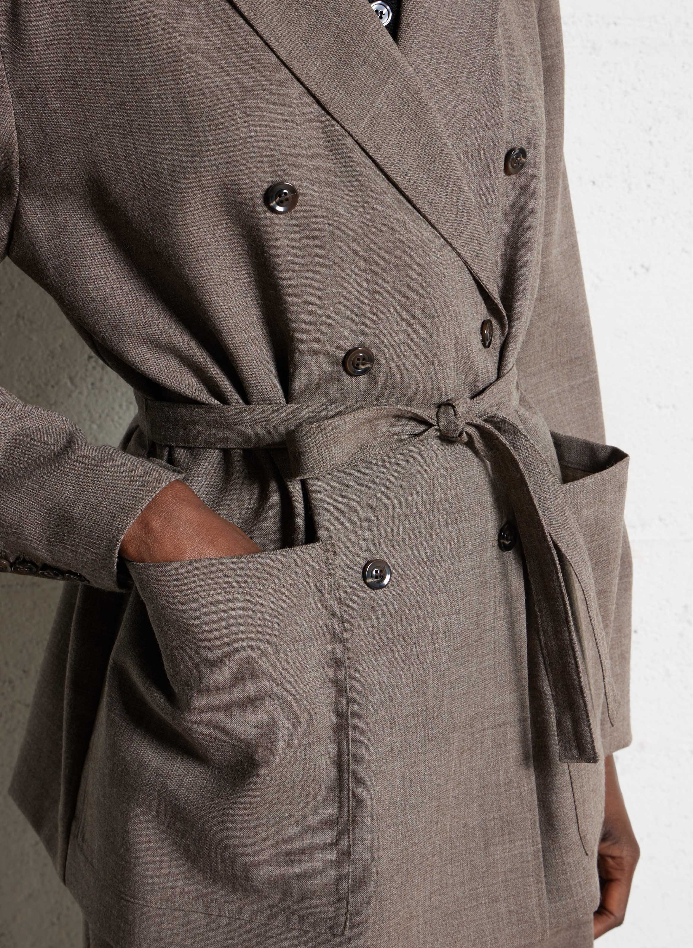 Veste droite en laine SOEUR Marron