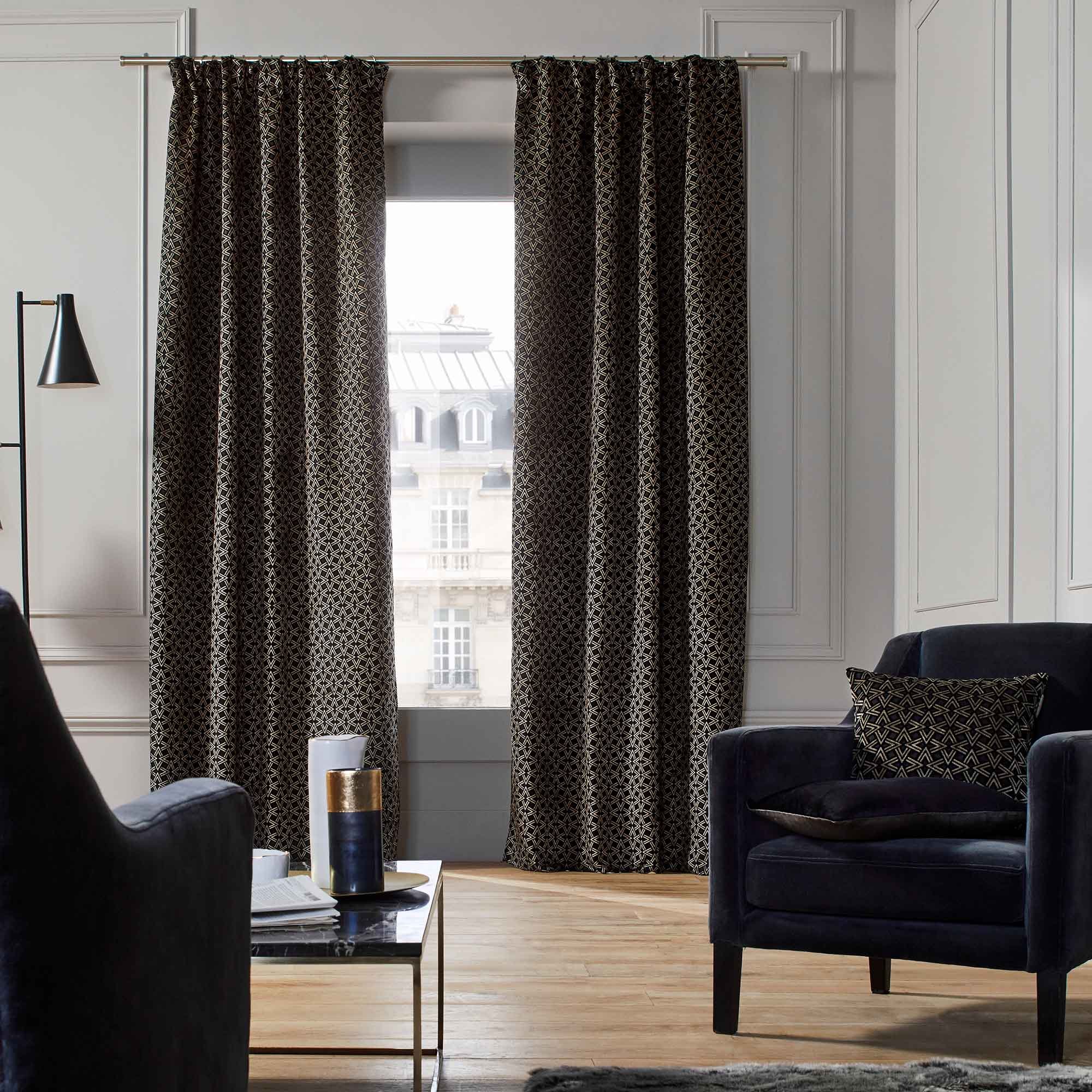 Pleated ribbon curtain MADURA Black