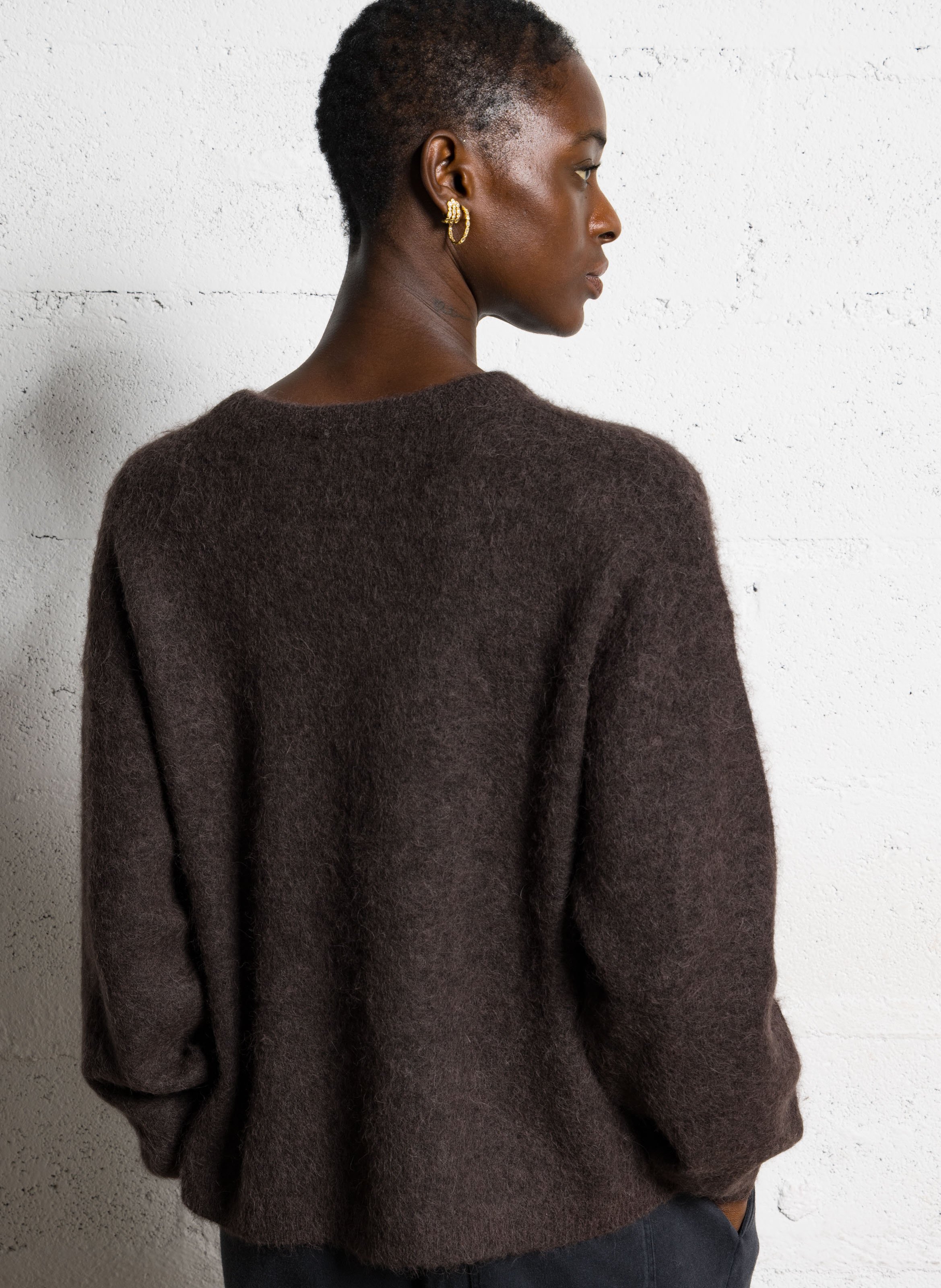 Pull droit en alpaga mélangé AMERICAN VINTAGE Noir