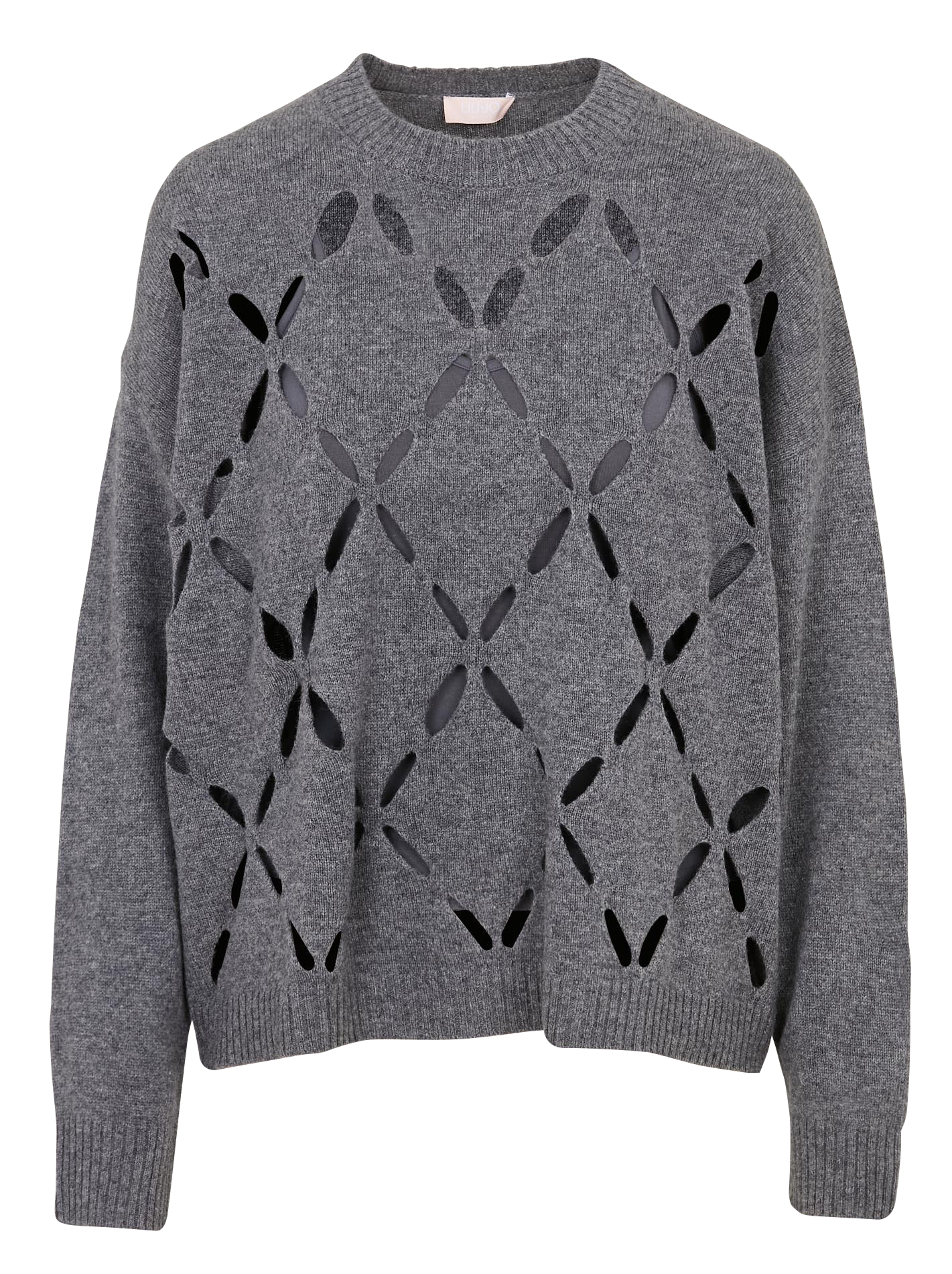 Pull ample fantaisies ajourées en laine LIU JO Gris