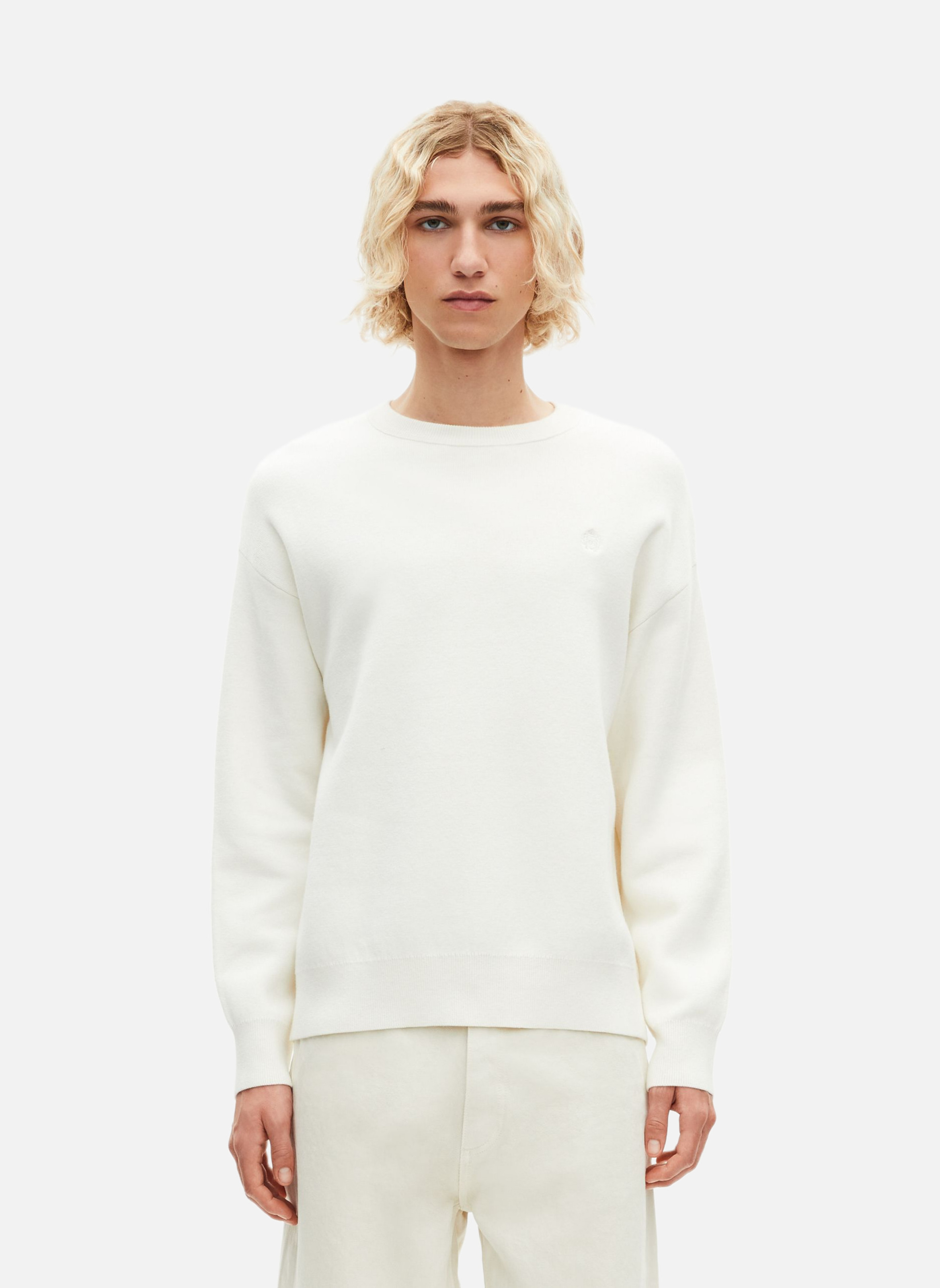 Round neck reversible sweater  Ecru