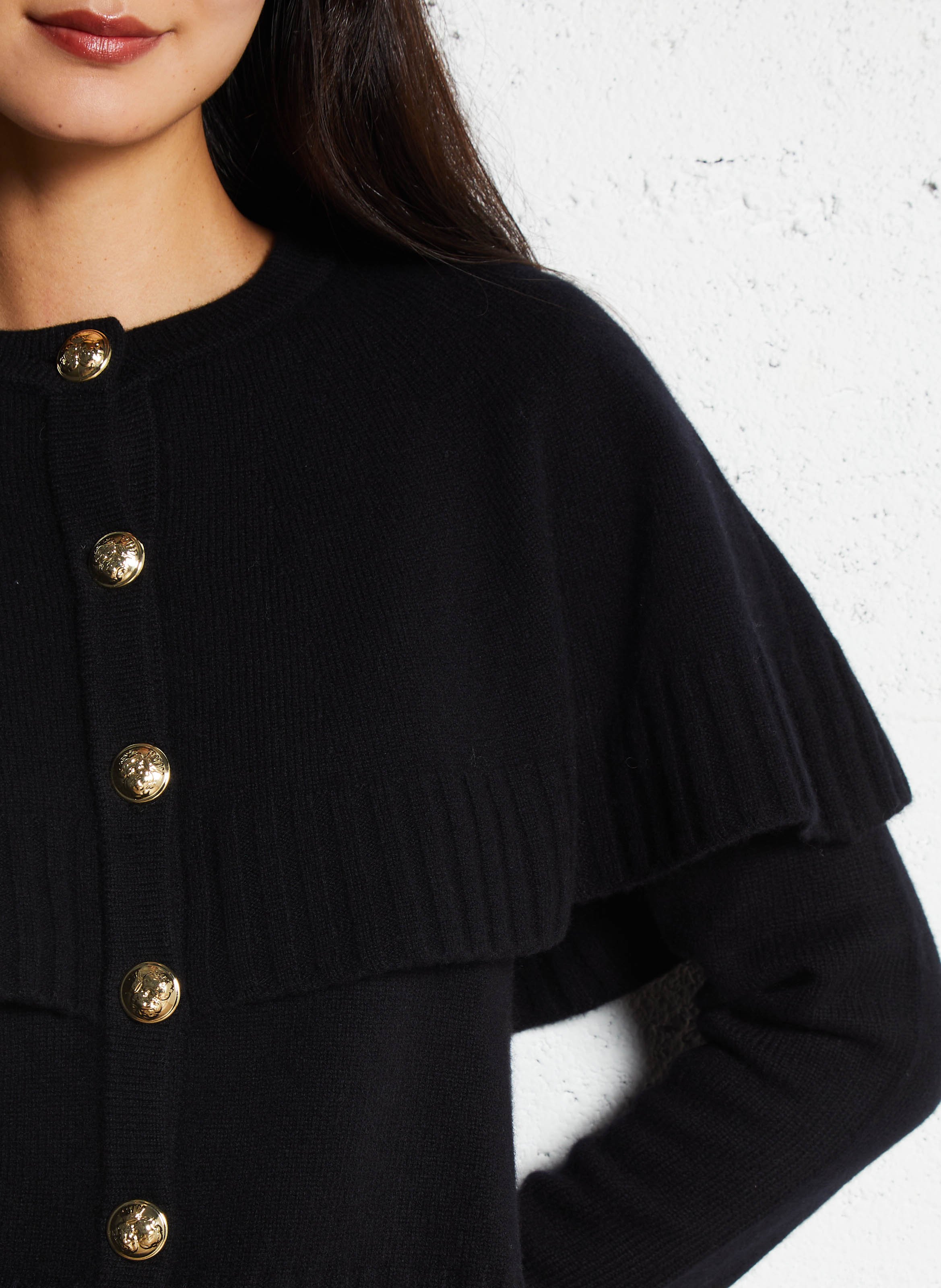 Strickjacke aus Wolle mit Rundhalsausschnitt BERENICE Schwarz