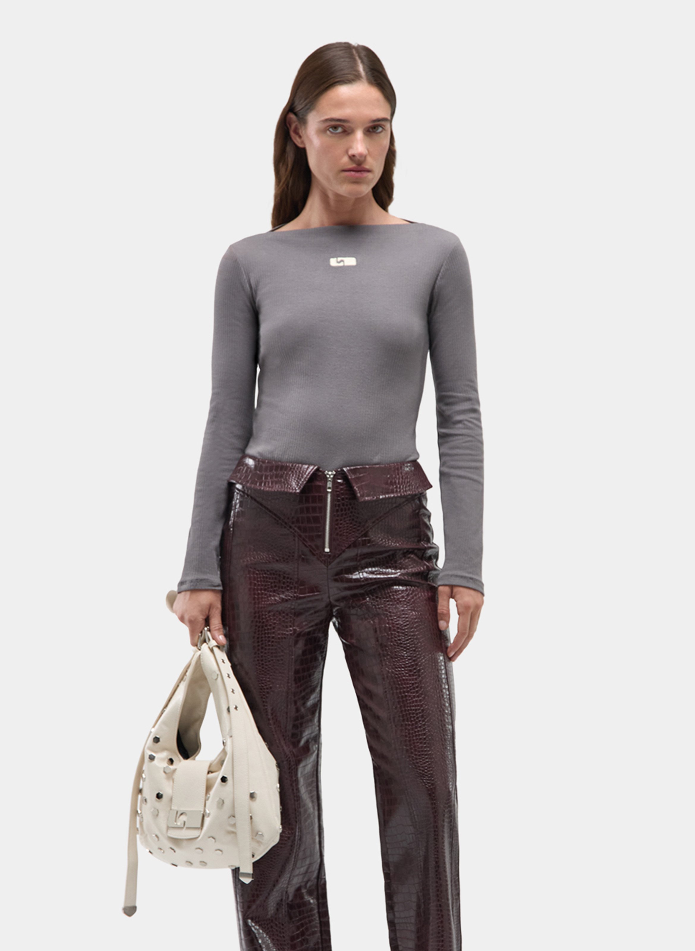 Fitted Boat Neck T-shirt LAAGAM Silver