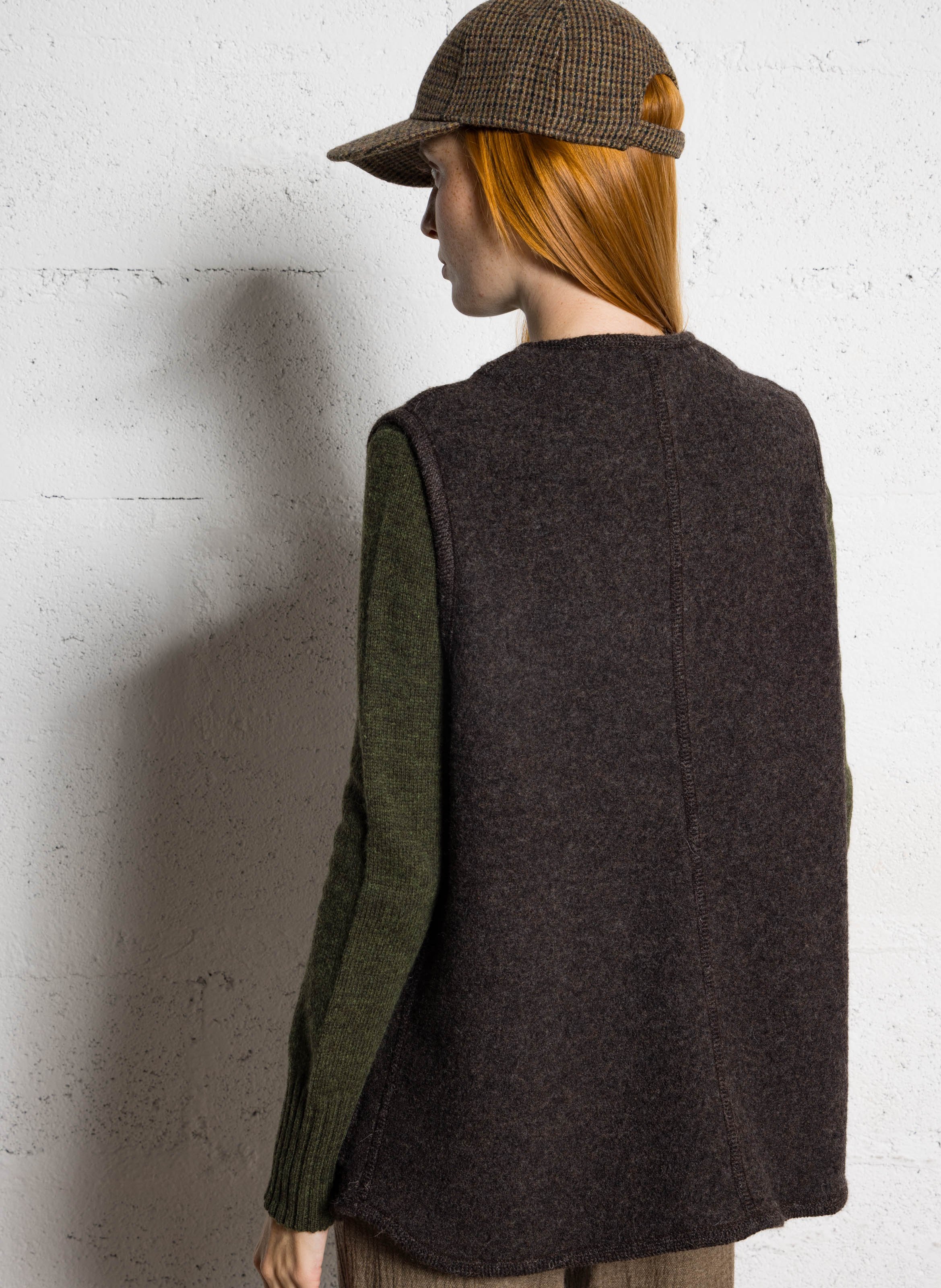 Blouson col rond en laine SOEUR Marron