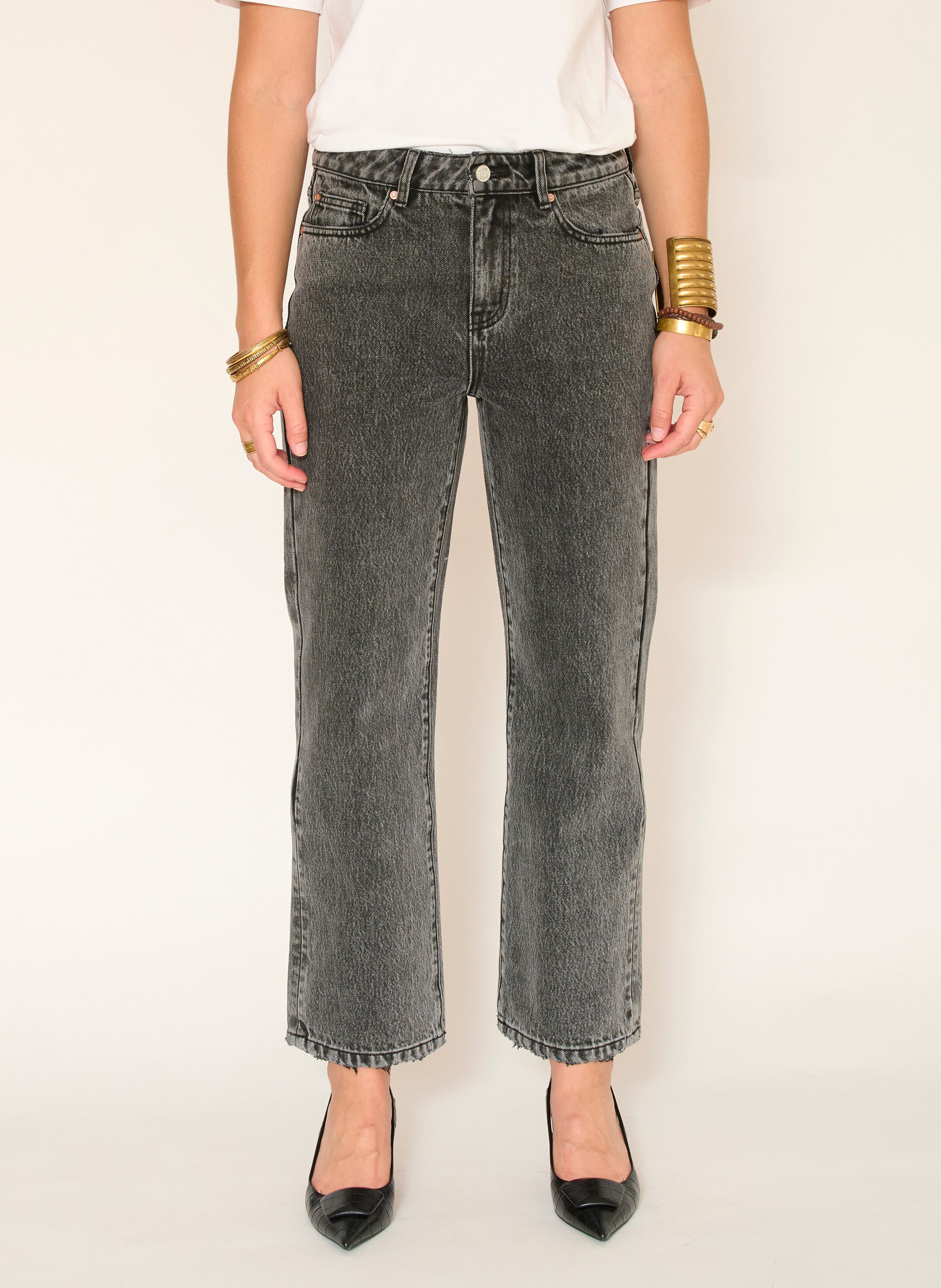 Jean droit en coton MKT Gris