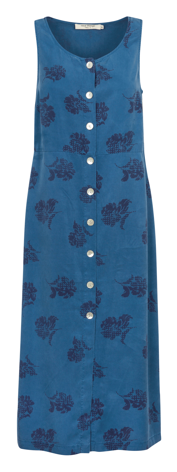 Mouwloze jurk met vloeiende snit en motieven NICE THINGS Blauw