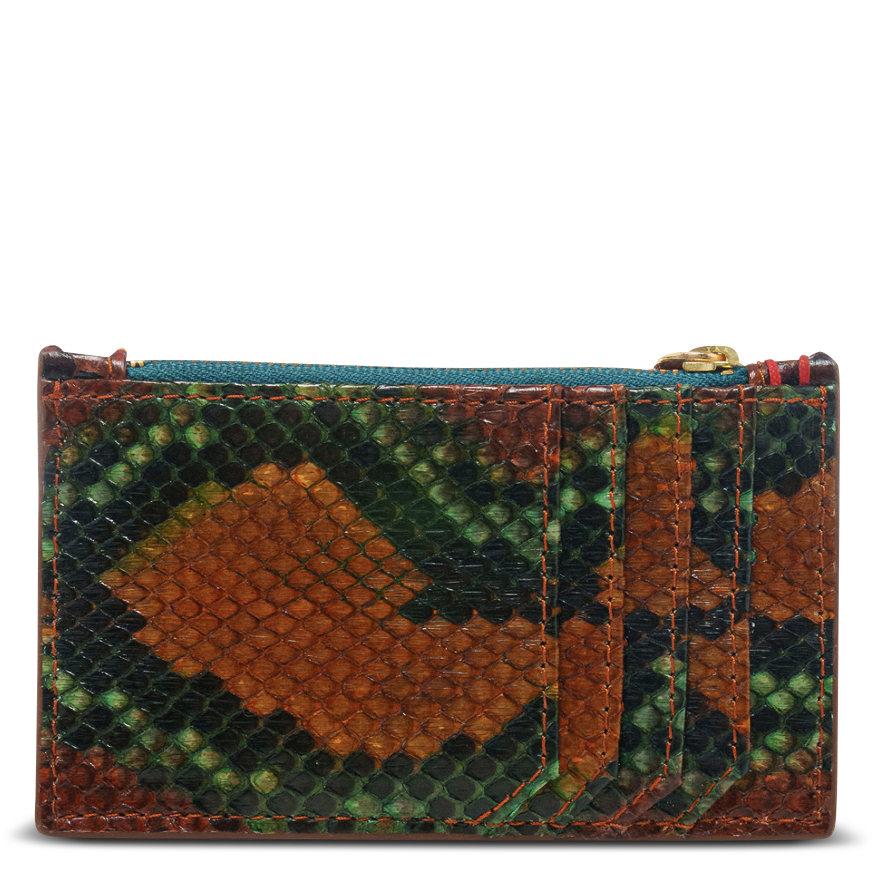 Porte-carte en cuir python mélangé CLARIS VIROT Marron