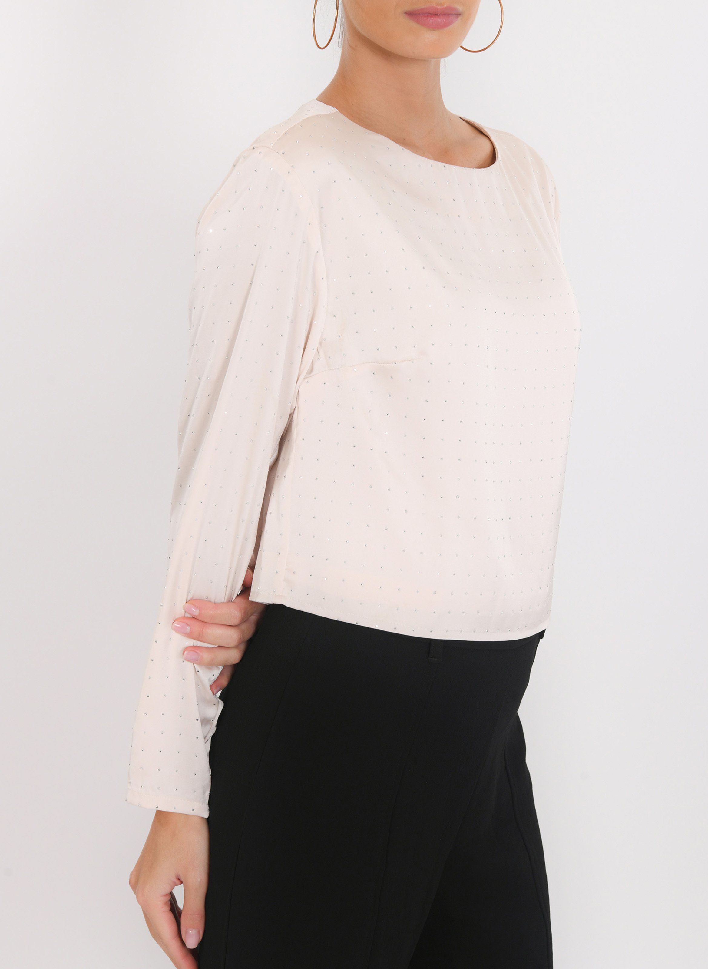 Top met boothals en strass KOOKAI Beige