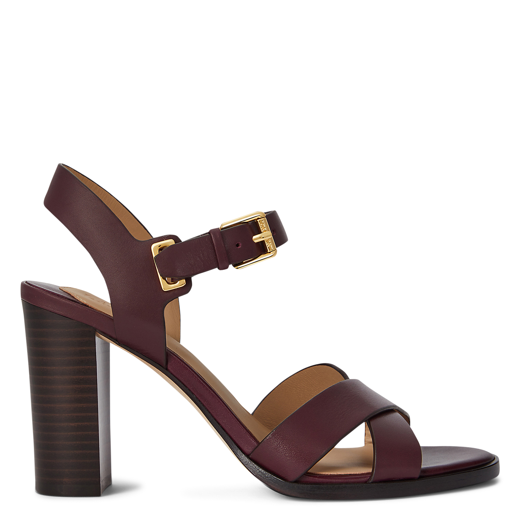 Alice heeled leather sandals POLO RALPH LAUREN Brown