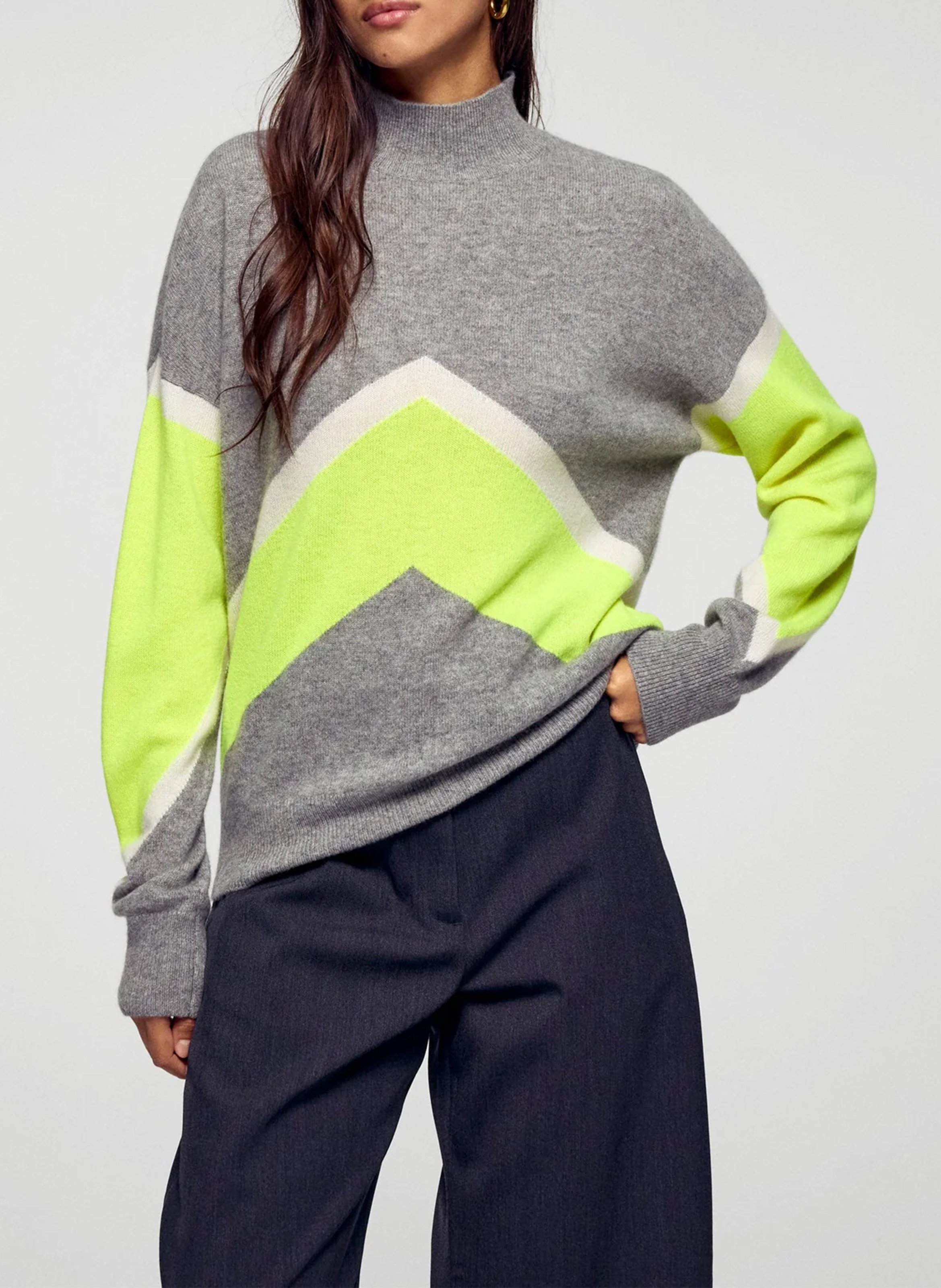 Pull ample col roulé en cachemire FROM FUTURE Gris