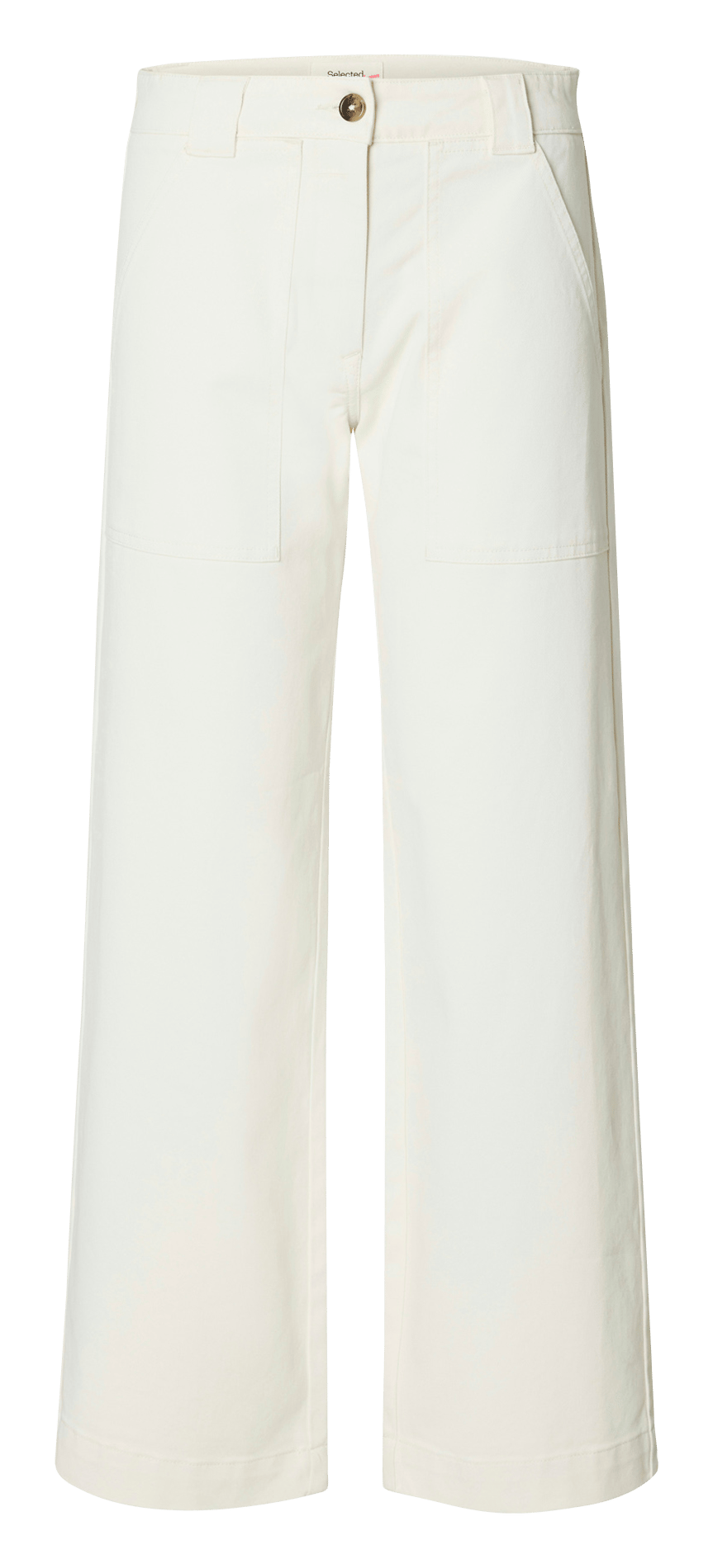 Wide-leg organic cotton pants SELECTED Beige