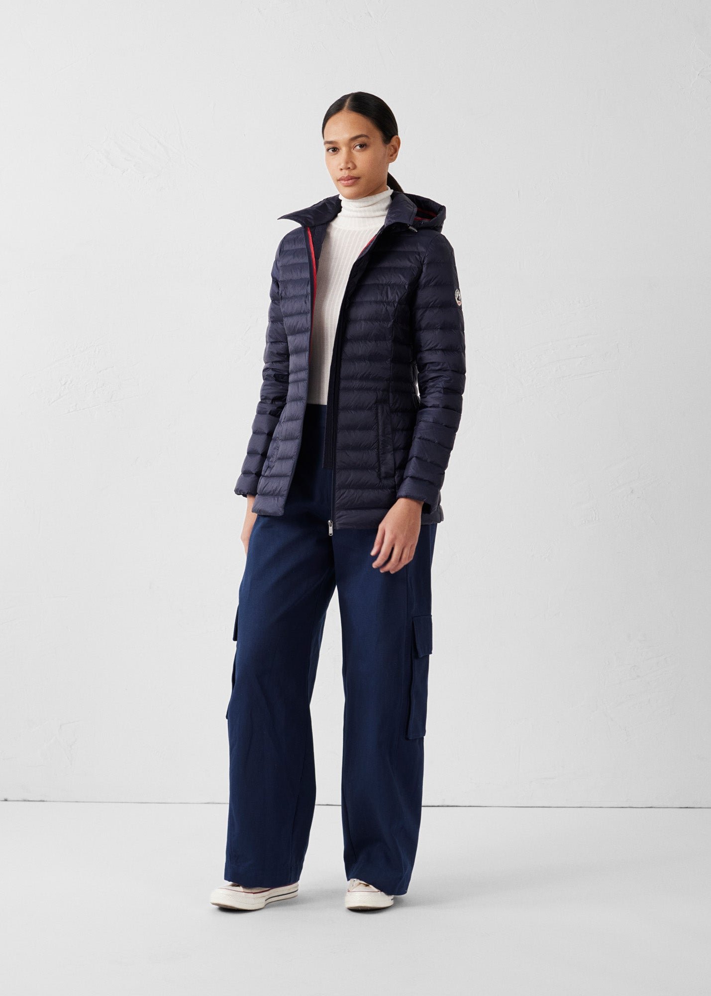 Mid-length hooded puffer jacket nour 2.0 JOTT Blue