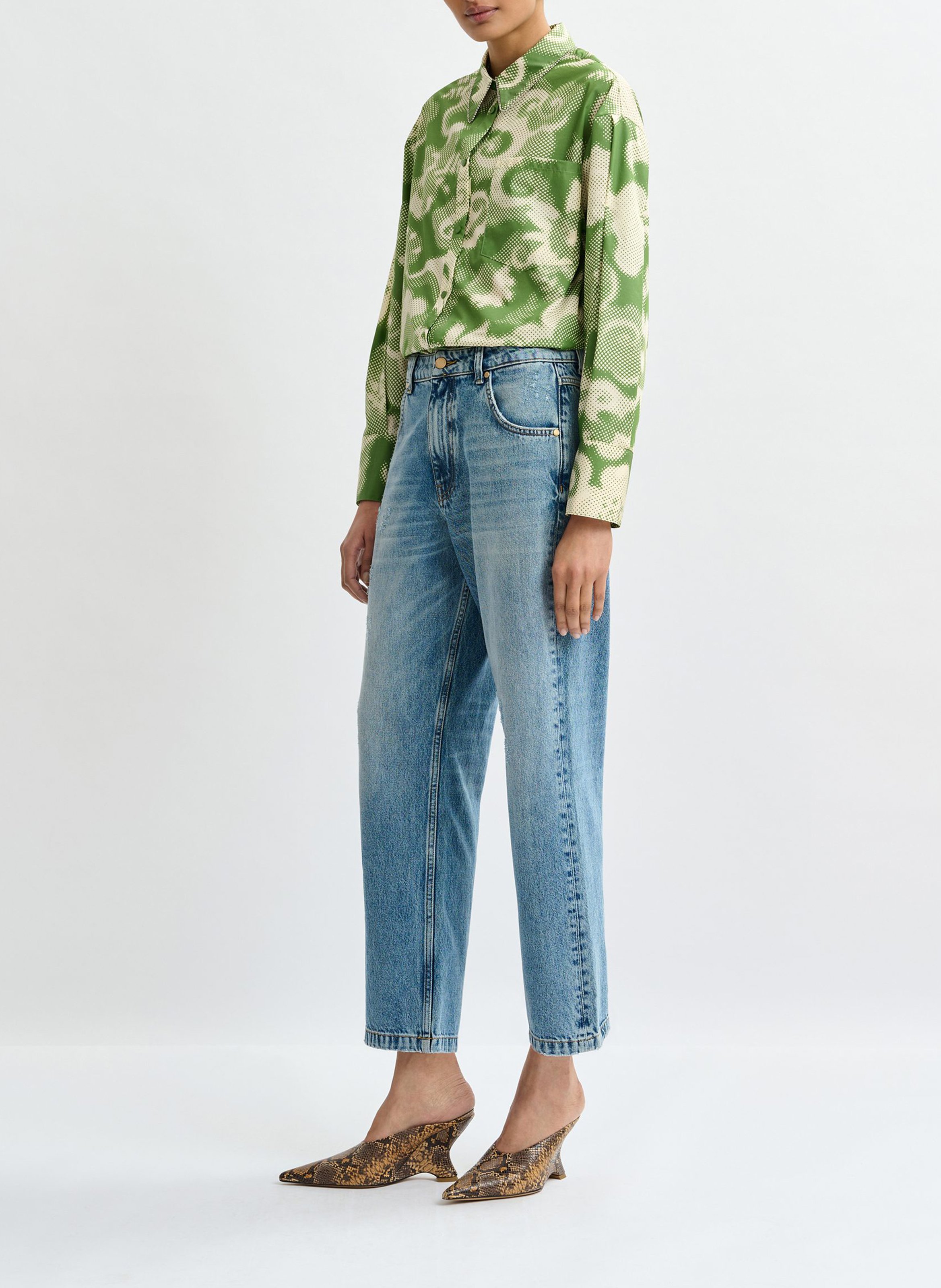 Chemise col classique en coton mélangé ESSENTIEL ANTWERP Vert