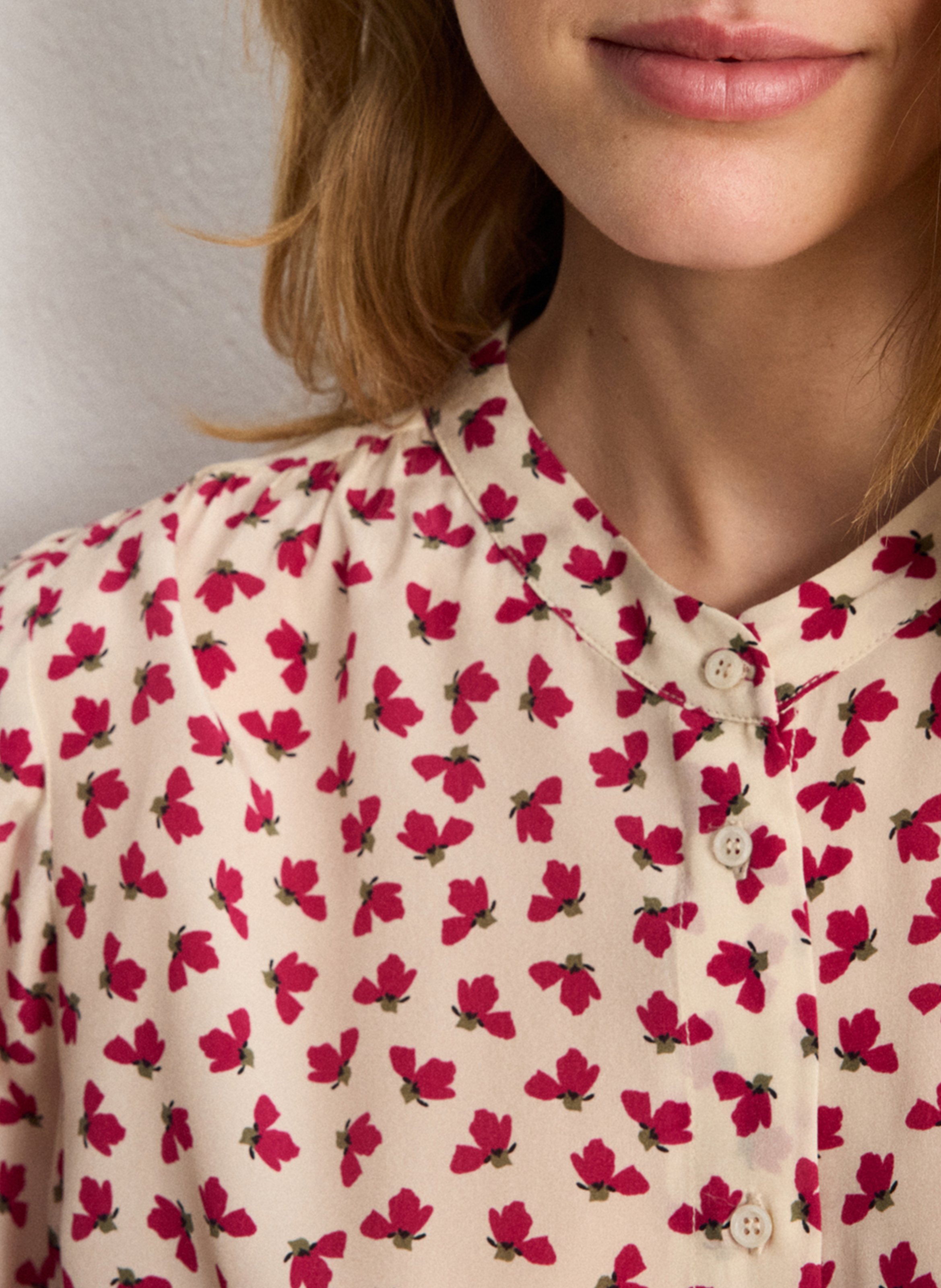 Straight printed round-neck shirt PABLO Beige