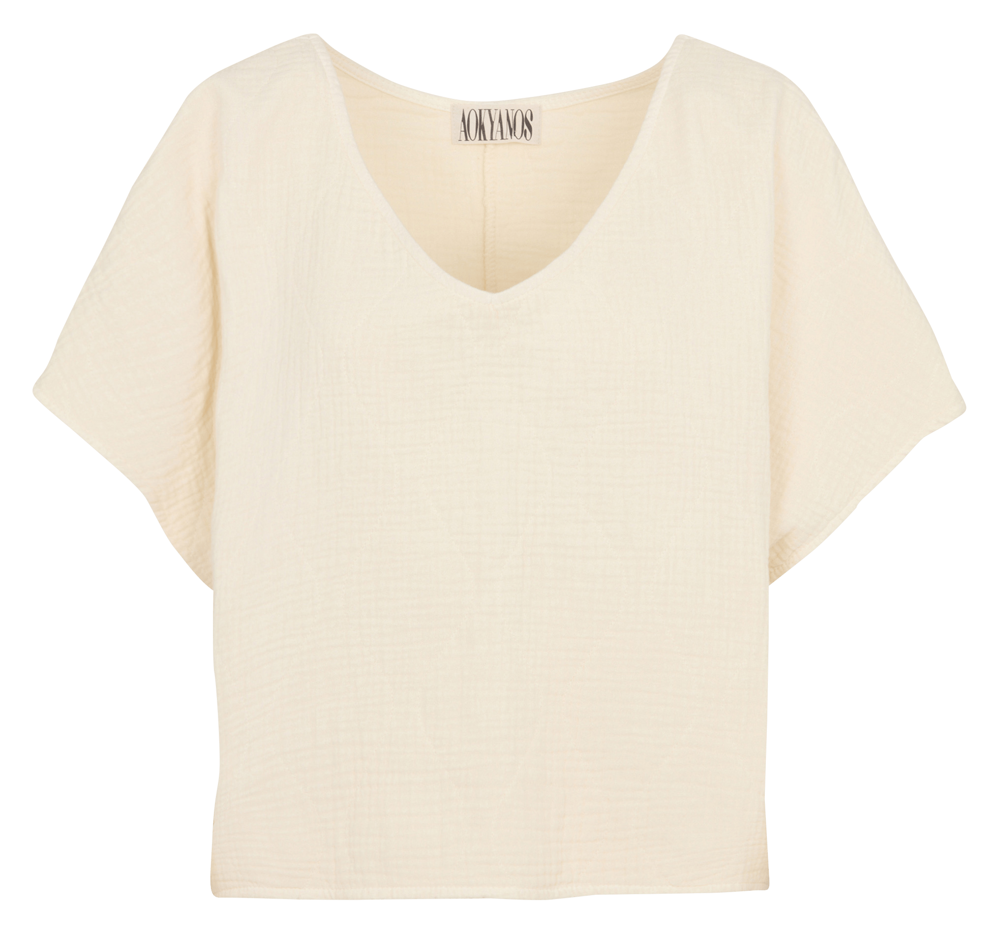 Tee-shirt col V en coton AOKYANOS Beige