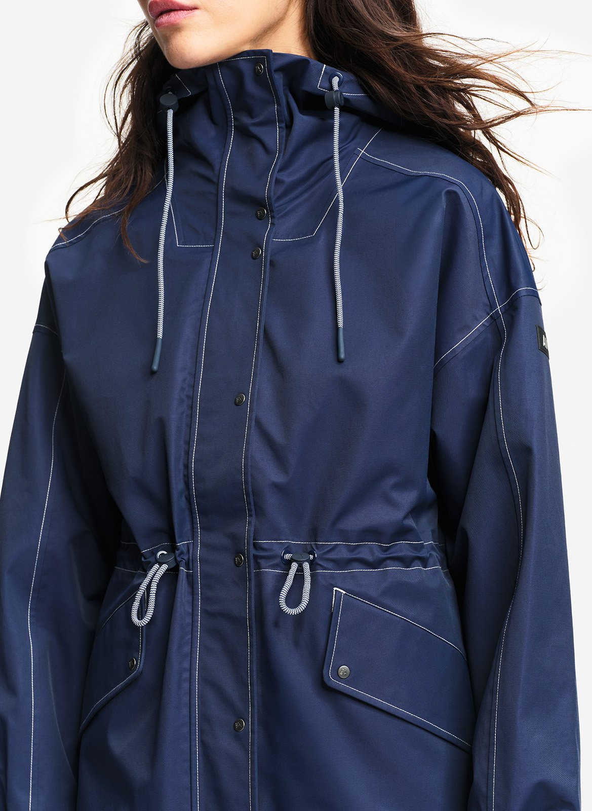 Fitted solid color hooded parka AIGLE Blue