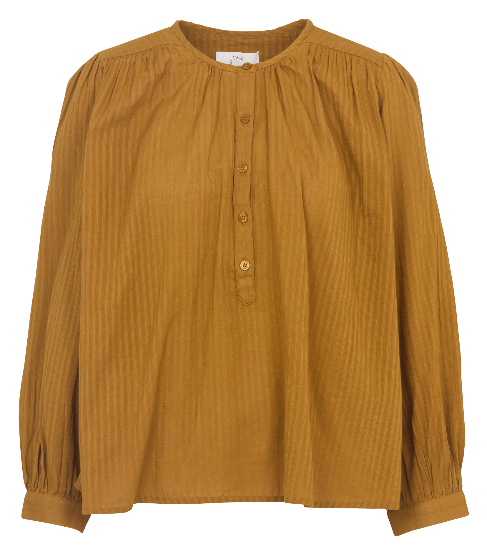 Blouse col rond boutonnée en coton DES PETITS HAUTS Doré
