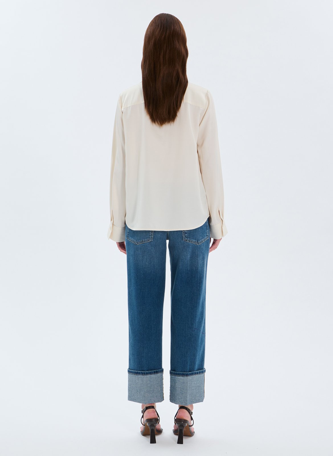 Rechte blouse met kraag met revers ZAPA Wit