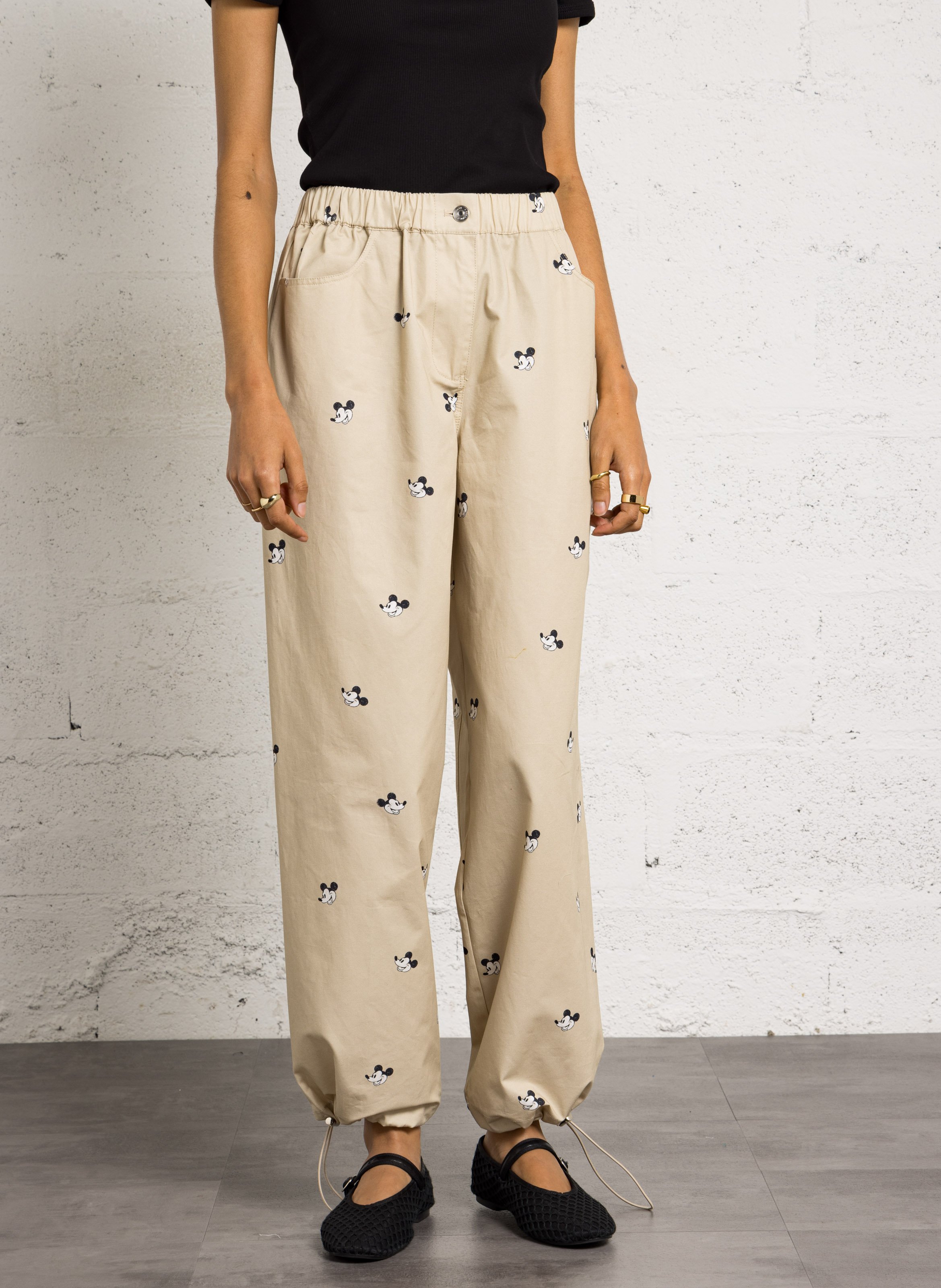 Pantalon large en coton BERENICE Beige