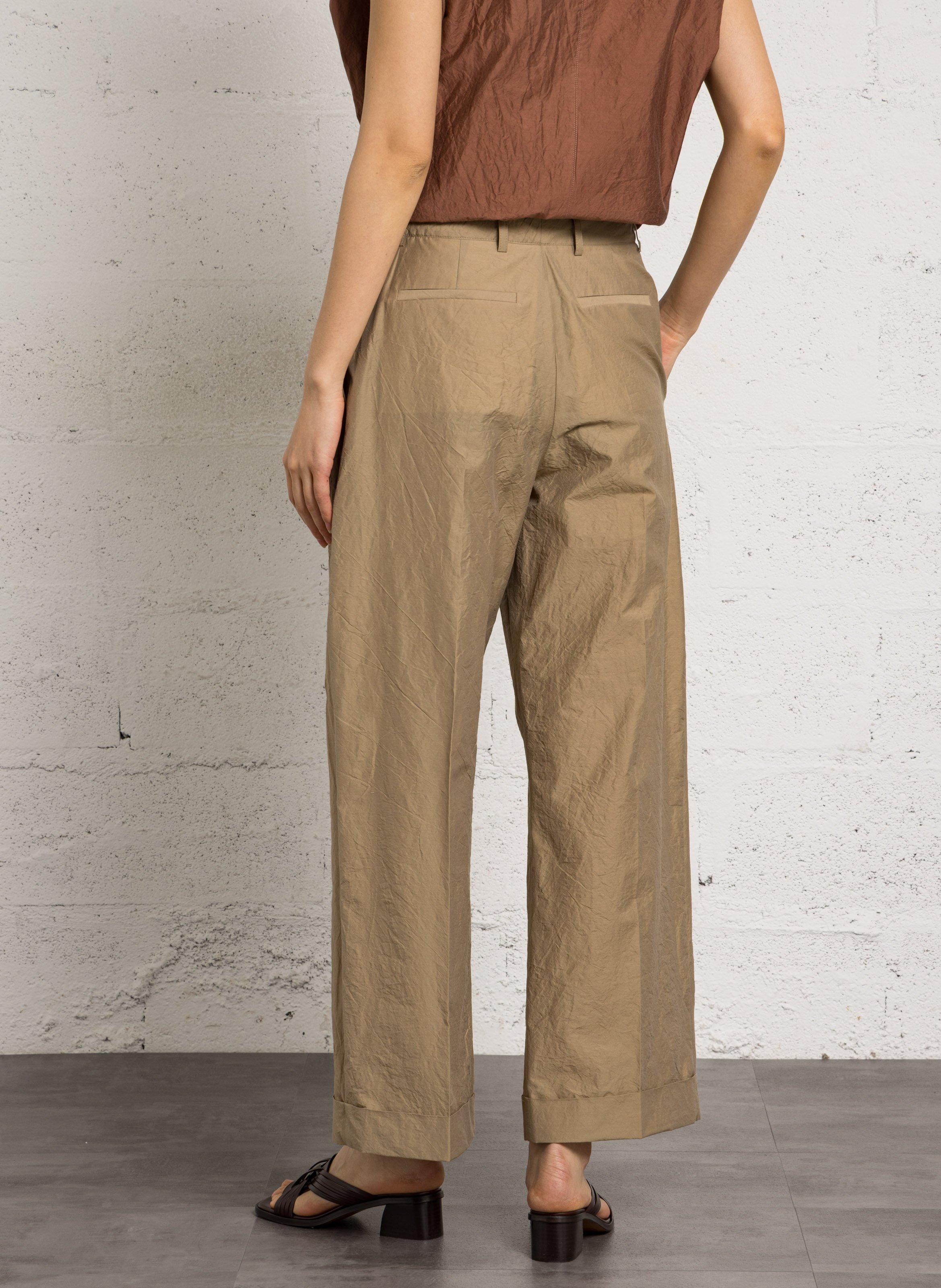 Pantalon large en coton SOEUR Beige