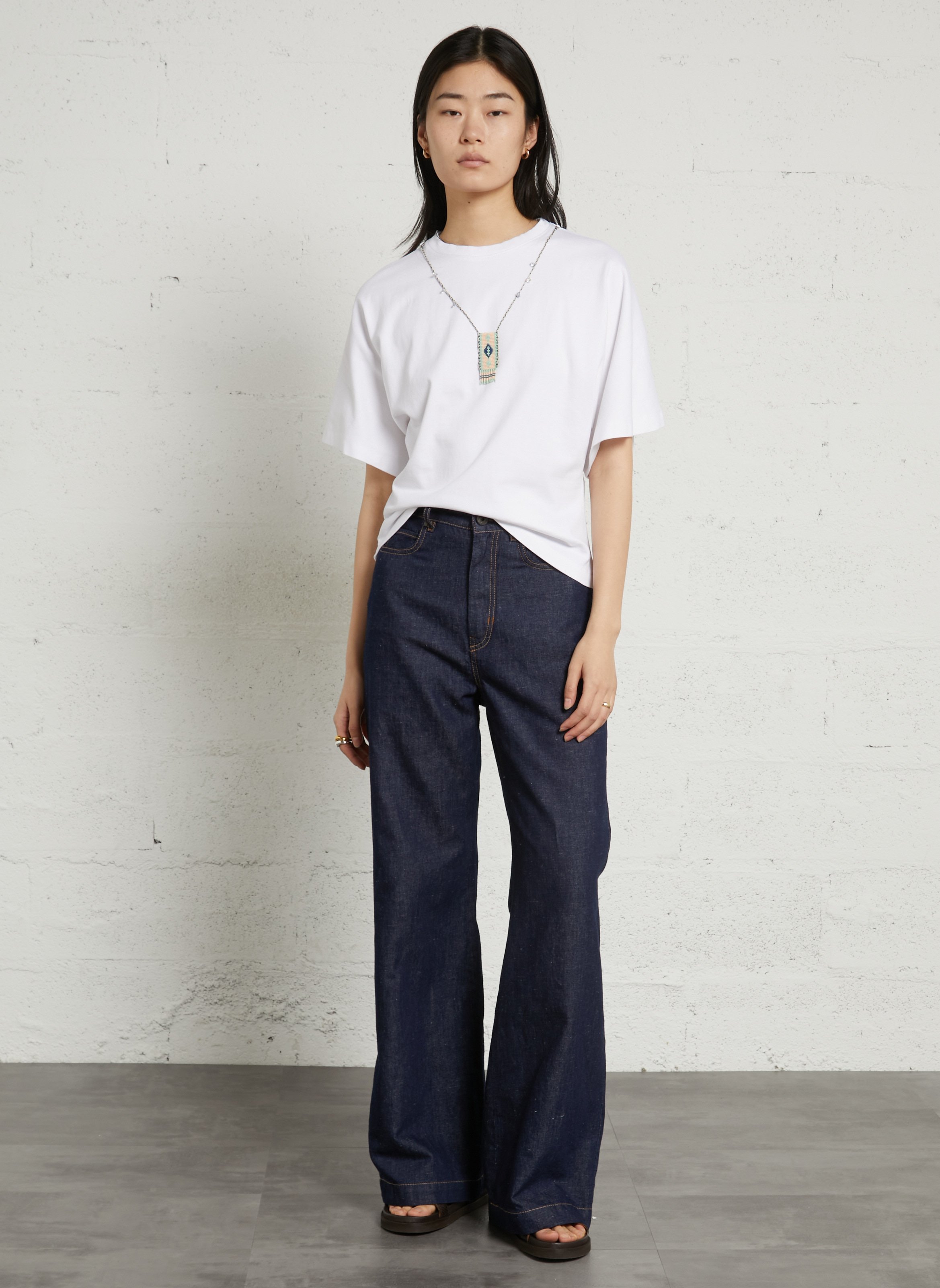 Tailliertes T-Shirt aus Baumwolle BERENICE Weiss