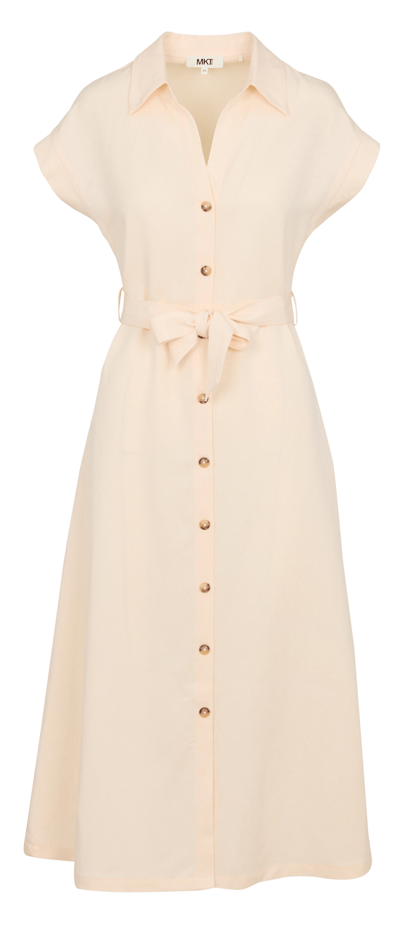 Halflange jurk met klassieke kraag MKT Beige