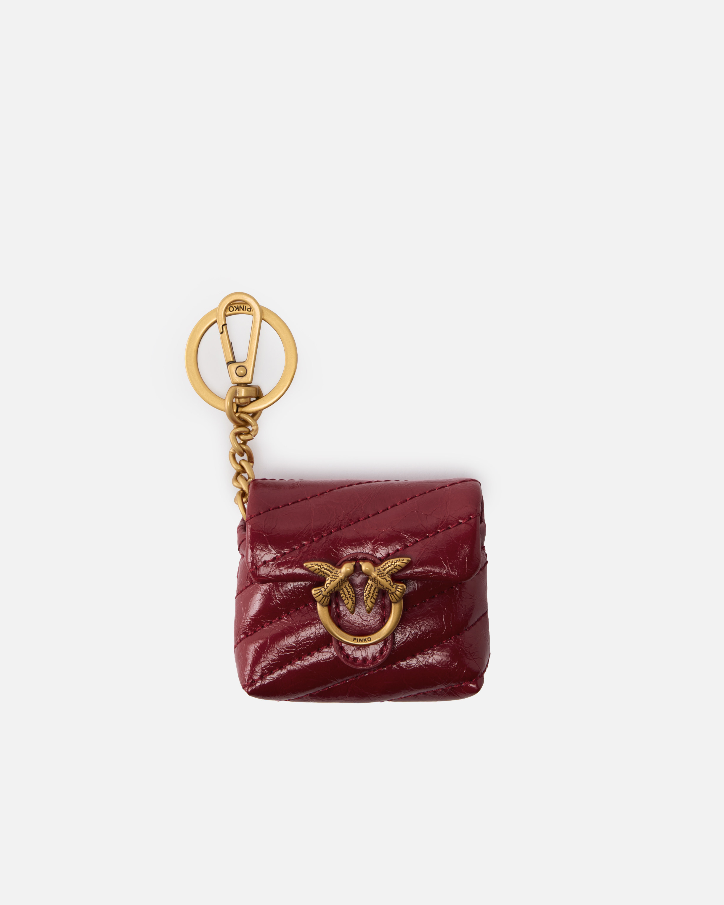 Étui pour airpods love bag puff en cuir brillant PINKO Rouge