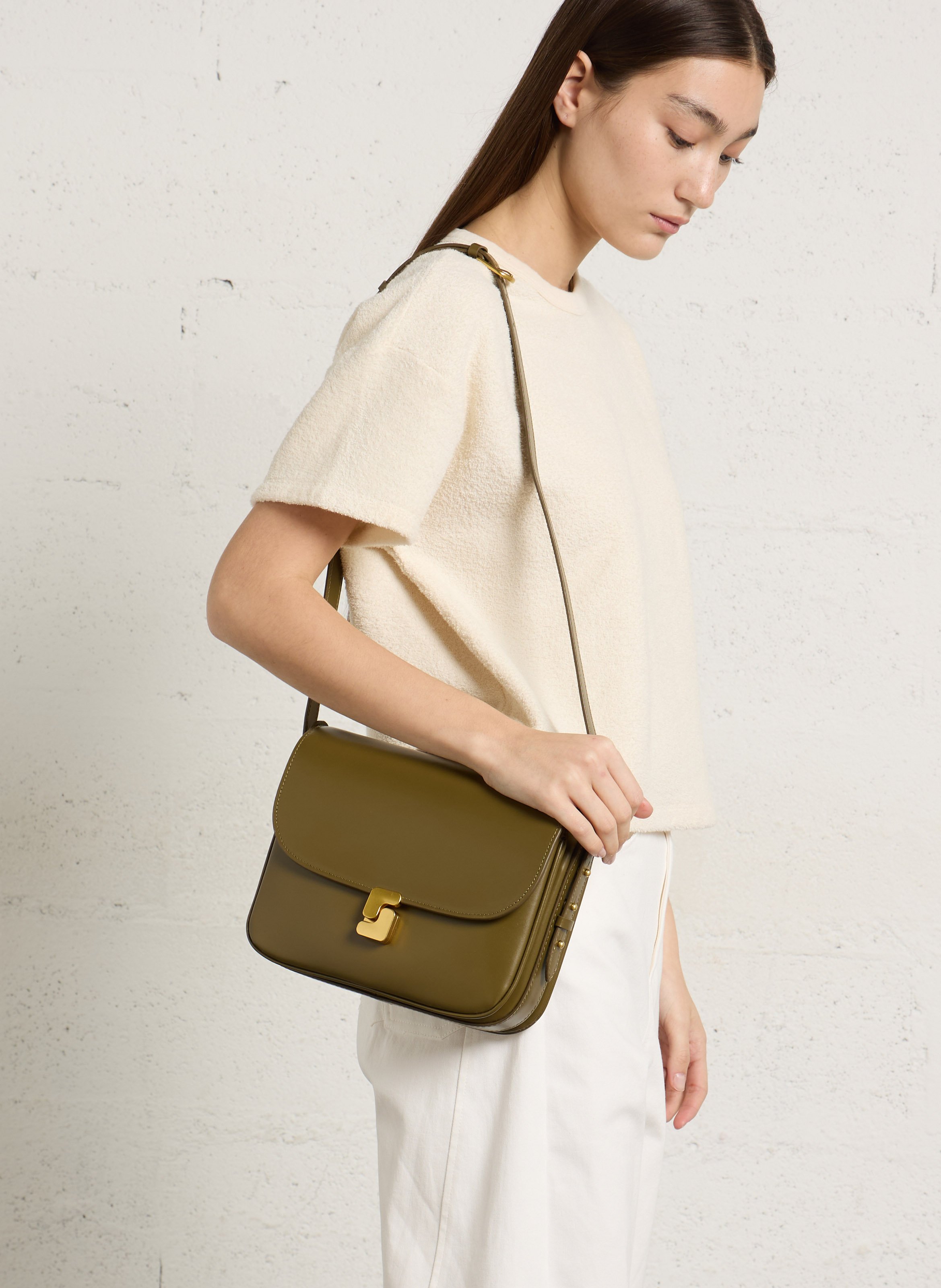 Leren clutch SOEUR Kaki