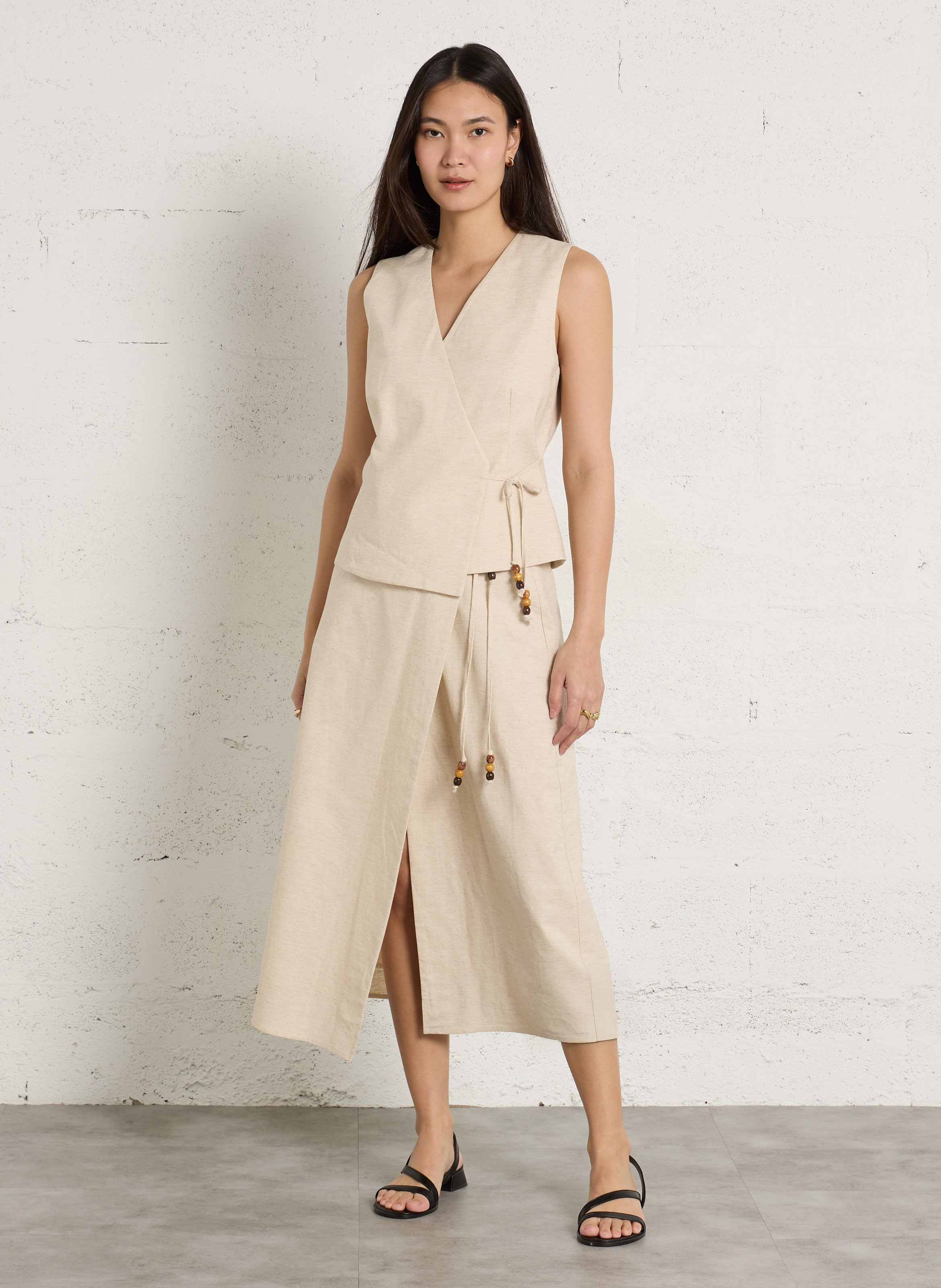 Plain wrap vest LA PETITE ETOILE White