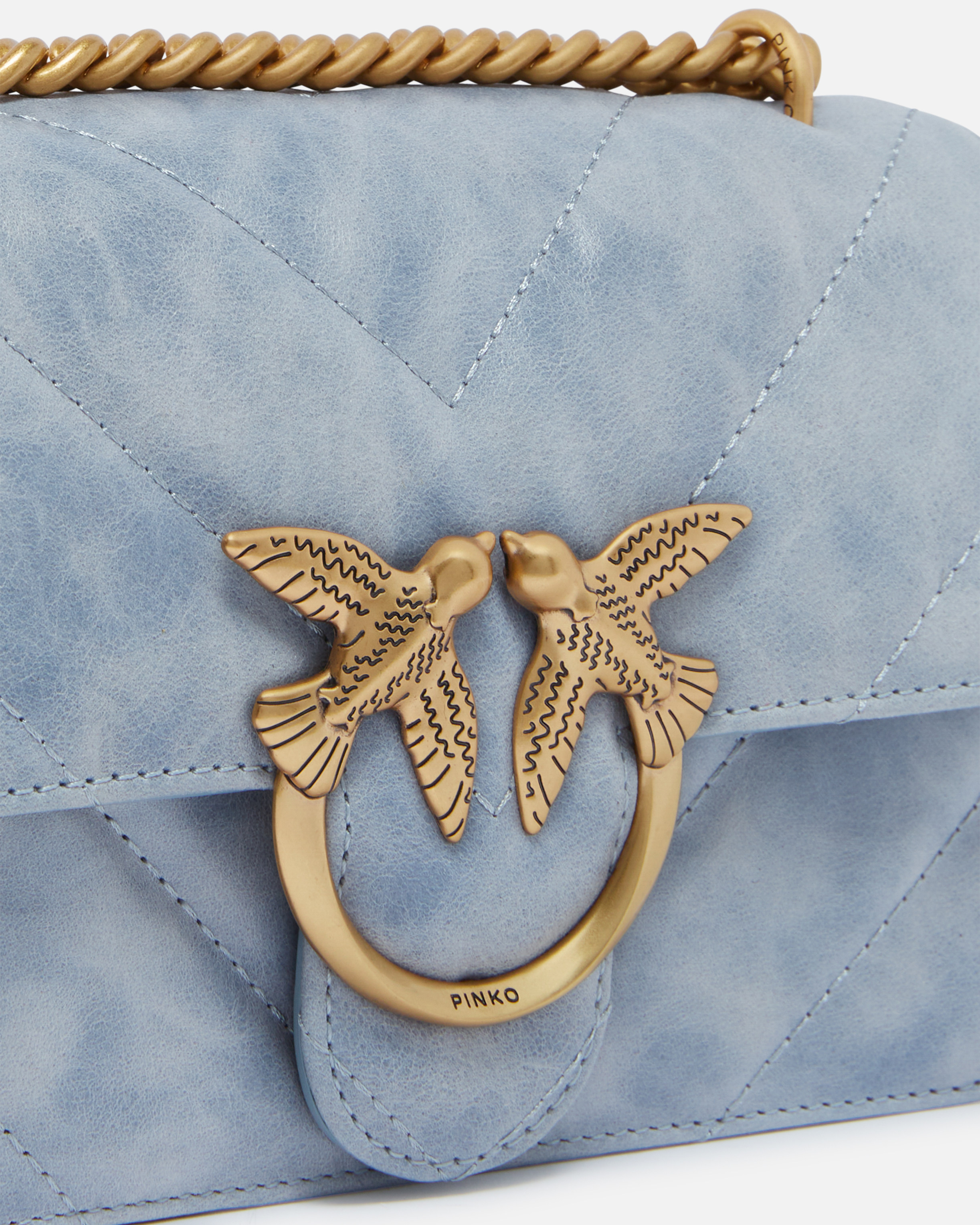 Mini love bag shoulder bag in distressed leather PINKO Blue