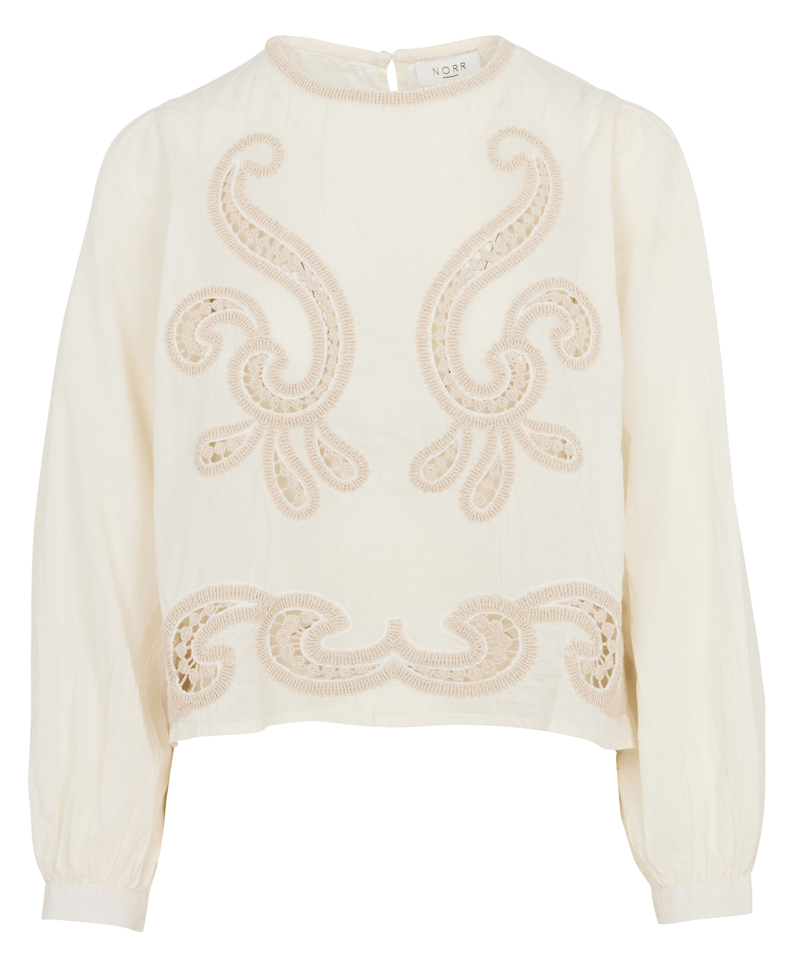 Baumwollbluse mit Rundhalsausschnitt NORR Weiss