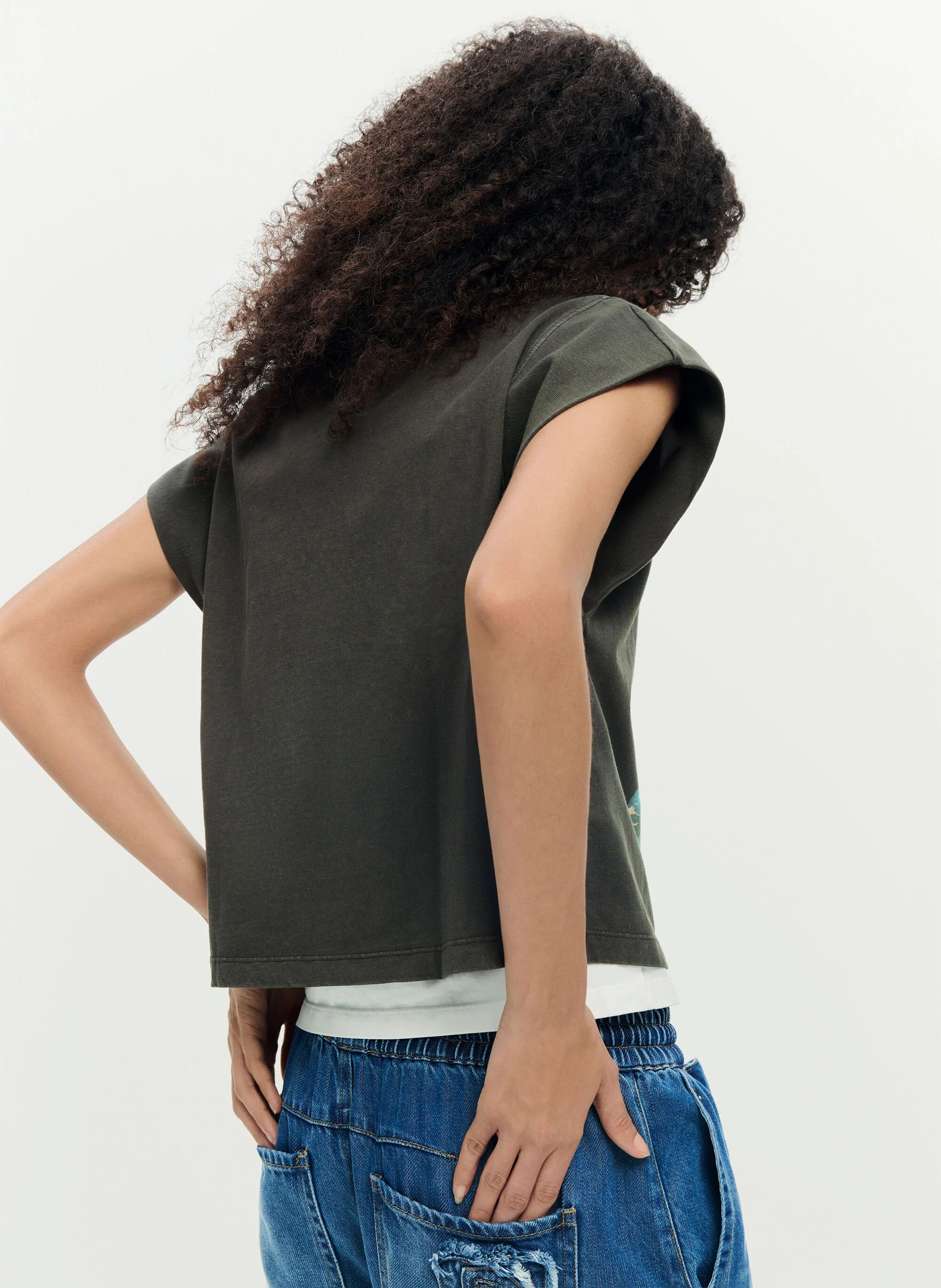 Tee-shirt col rond en coton mélangé DESIGUAL Noir