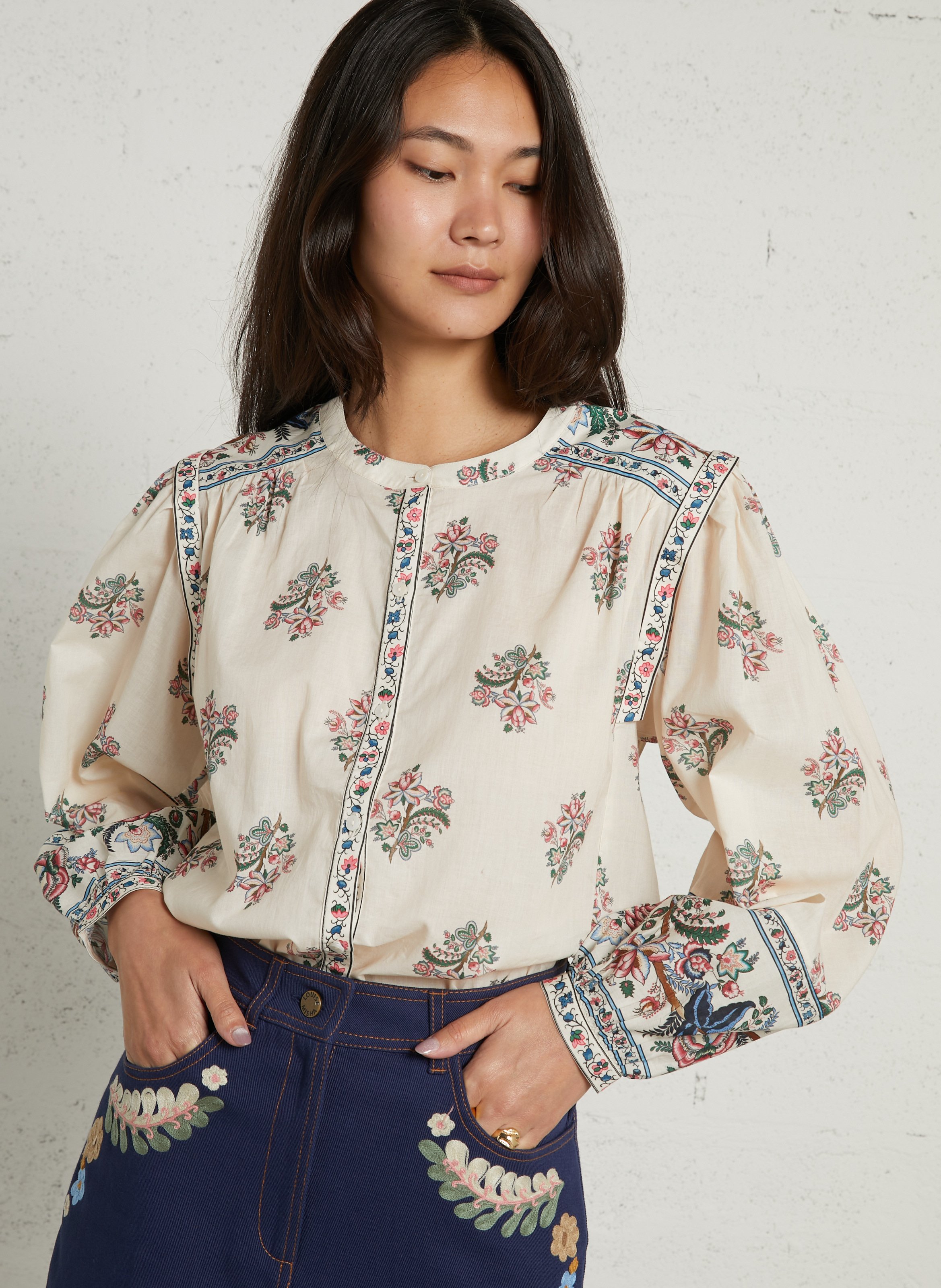 Chemise col rond en coton bio LOUISE MISHA Beige
