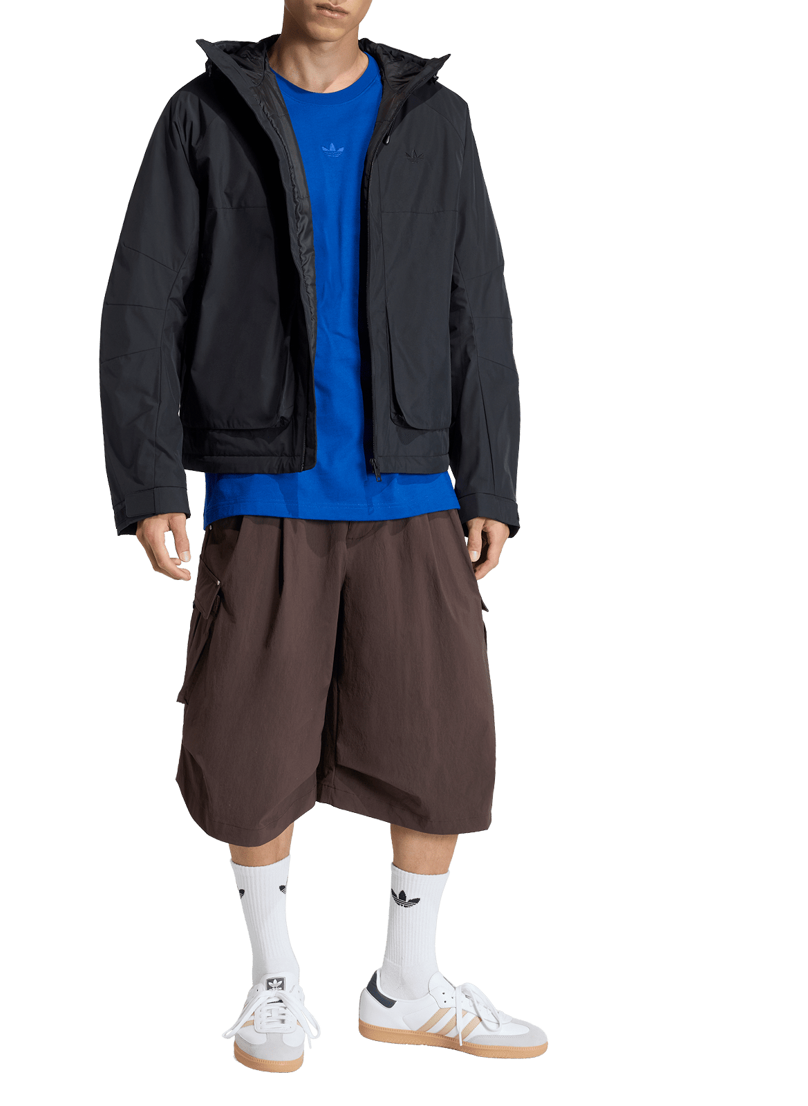 Veste col montant à capuche unie ADIDAS Noir