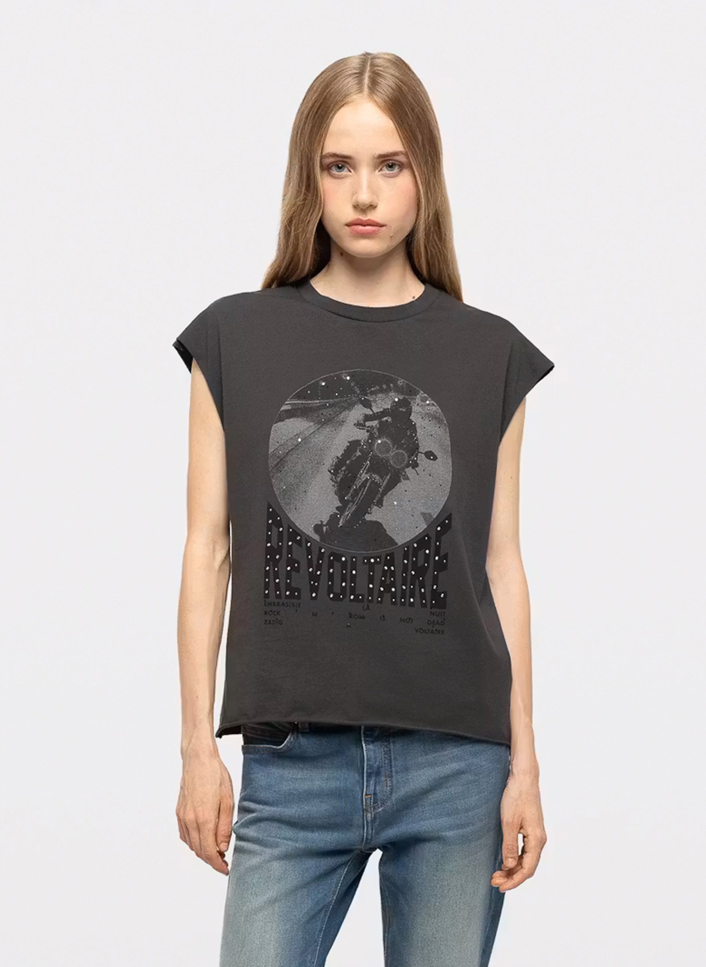 Gerade geschnittenes Baumwoll-T-Shirt ZADIG&VOLTAIRE Grau