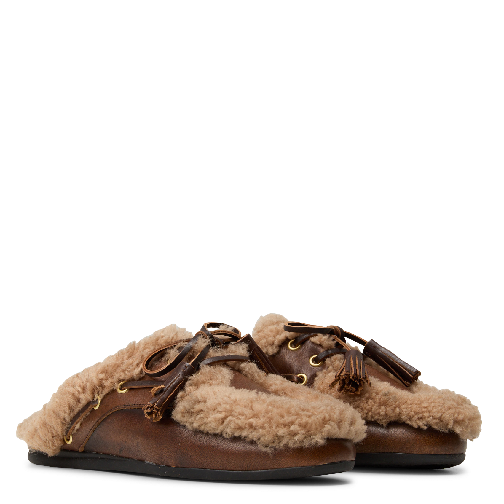 Velvet leather mules TORAL Brown