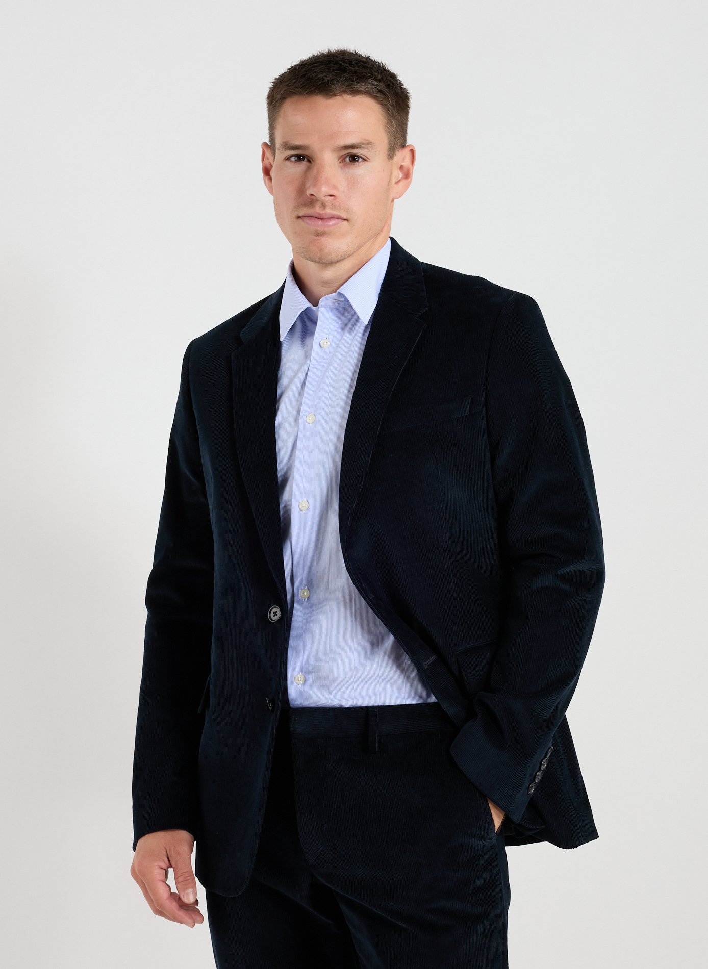 Corduroy wool blend velvet suit AU PRINTEMPS PARIS Blue