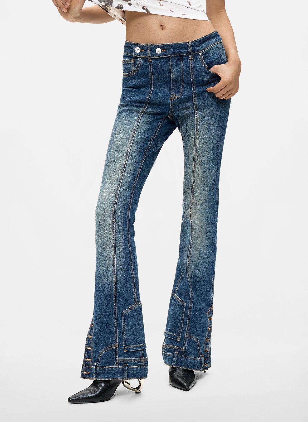Flare jeans van gemengd katoen DESIGUAL Blauw