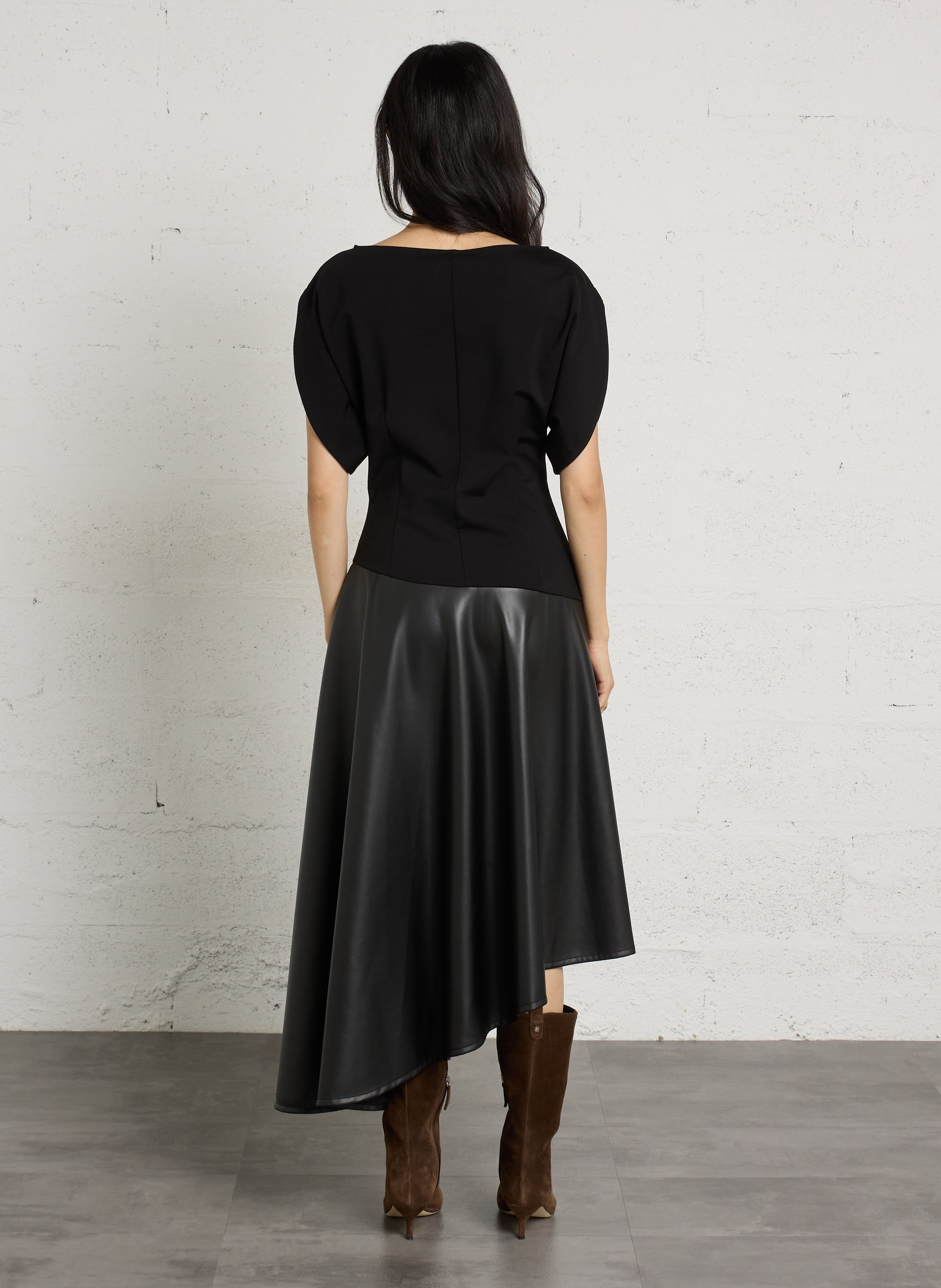 Robe asymétrique bi-matière IMPERIAL Noir