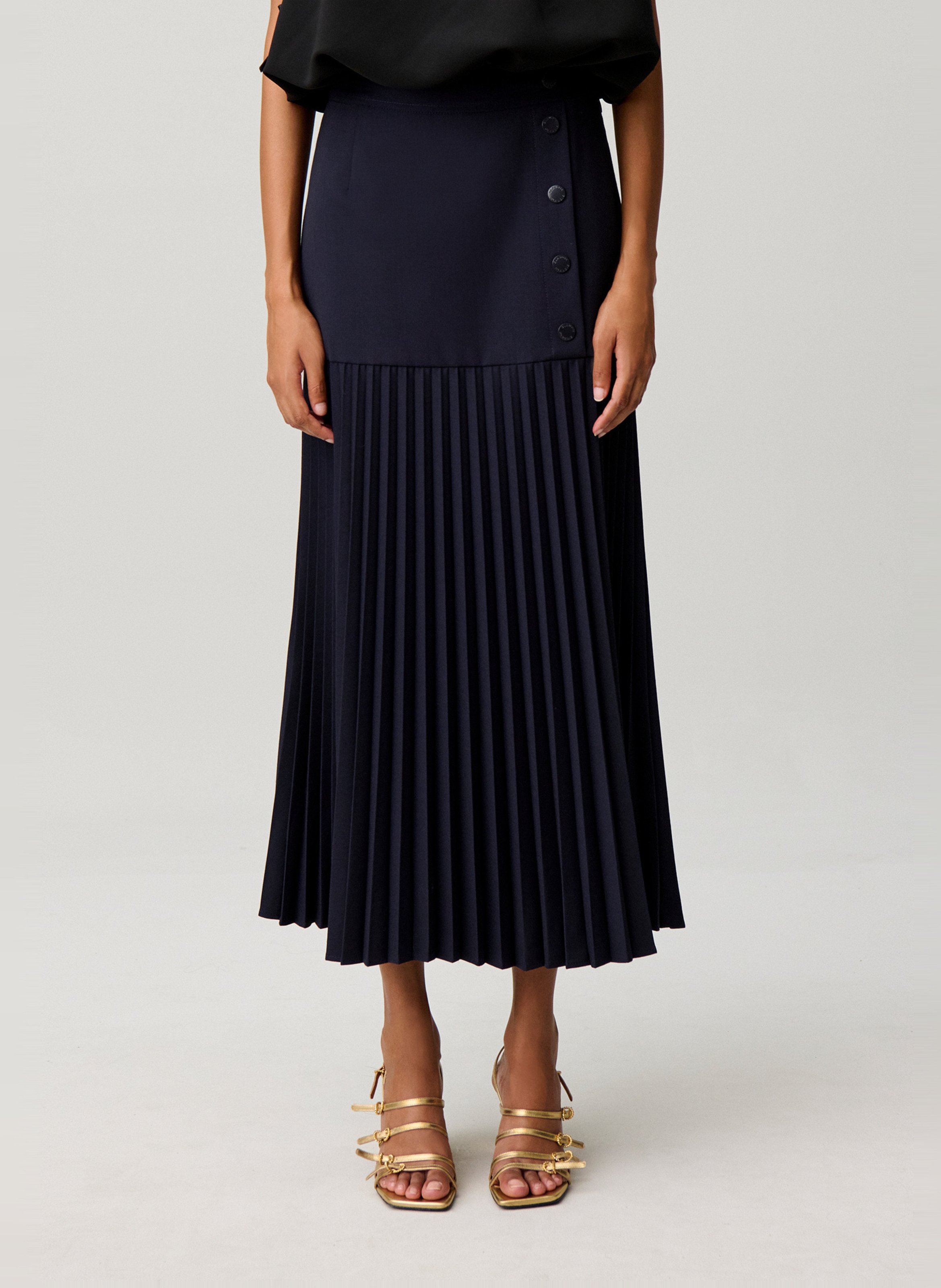 Geplooide lange rechte rok CLAUDIE PIERLOT Blauw